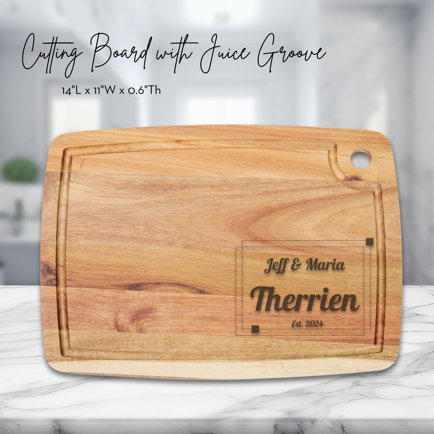 Personalized Charcuterie Board, Corner Design Cutting Board, Laser Engraved Wedding Gift, Anniversary Gift, Custom Cutting Board, Personalized Kitchen Gift