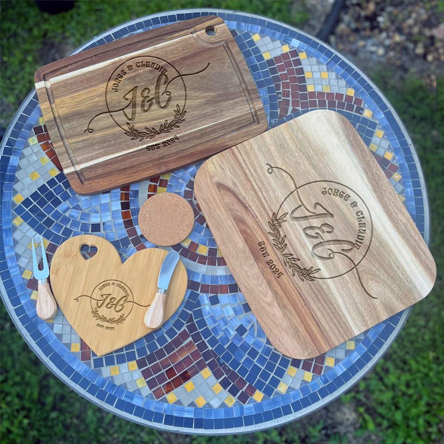 Charcuterie Board, Personalized Serving Board With Handle, Monogrammed, Personalized Cheese Board, Engagement Gift, Bridal Shower Gift