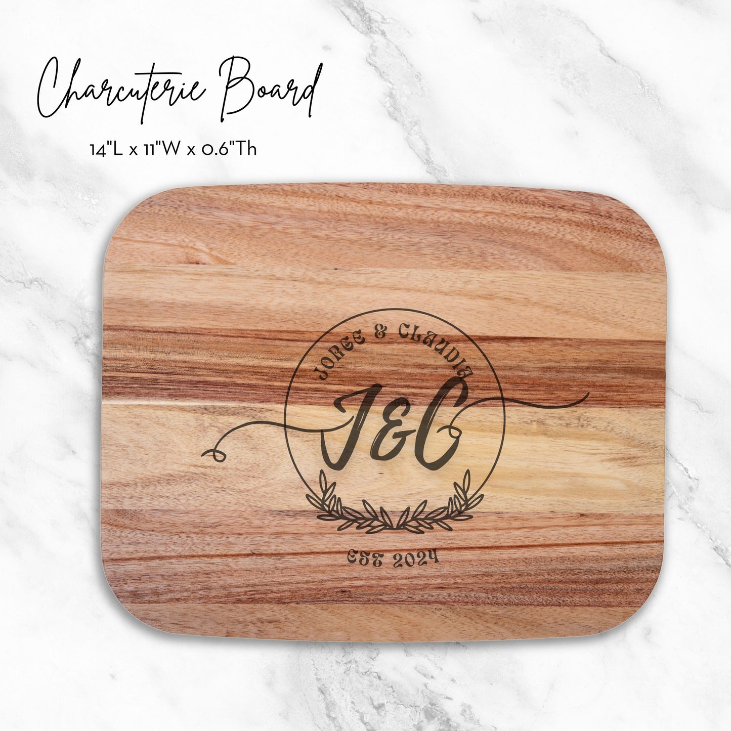 Charcuterie Board, Personalized Serving Board With Handle, Monogrammed, Personalized Cheese Board, Engagement Gift, Bridal Shower Gift