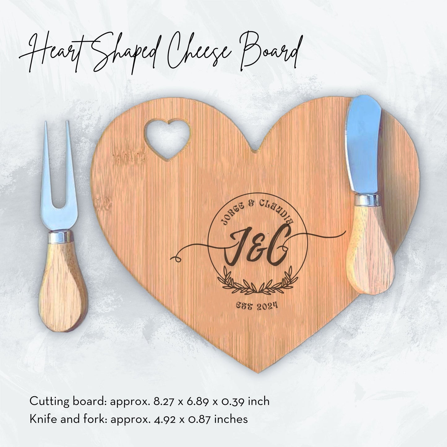 Charcuterie Board, Personalized Serving Board With Handle, Monogrammed, Personalized Cheese Board, Engagement Gift, Bridal Shower Gift