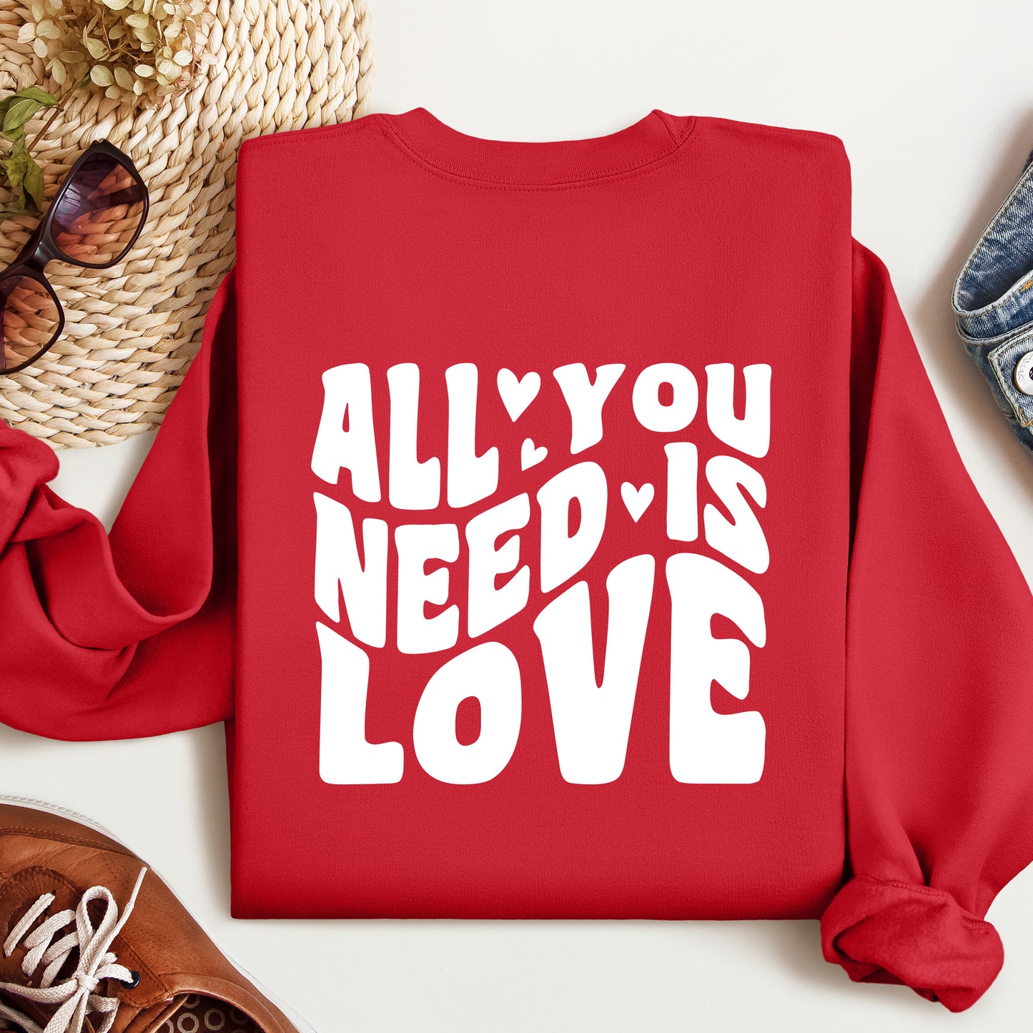 All You Need is Love Sweatshirt, Valentine's Day Sweatshirt, Love Sweatshirt, Gift For Her, Valentines Sweatshirt, Motivational Couples Gift