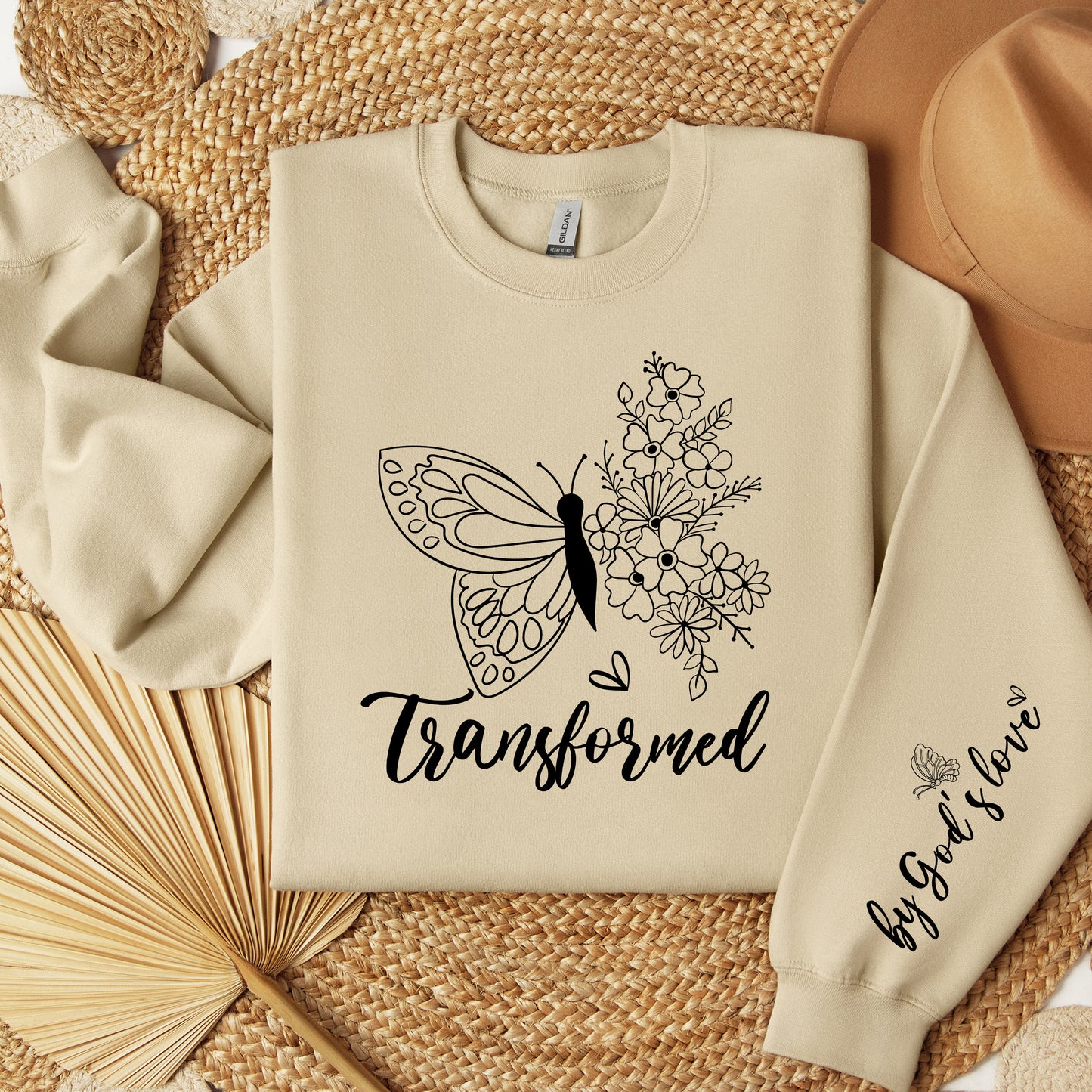 Christian Transformed by God's Love Sweater Jesus Lover Shirt Christian Apparel Sweatshirt Bible Verse Tee Inspirational Gifts for Christian