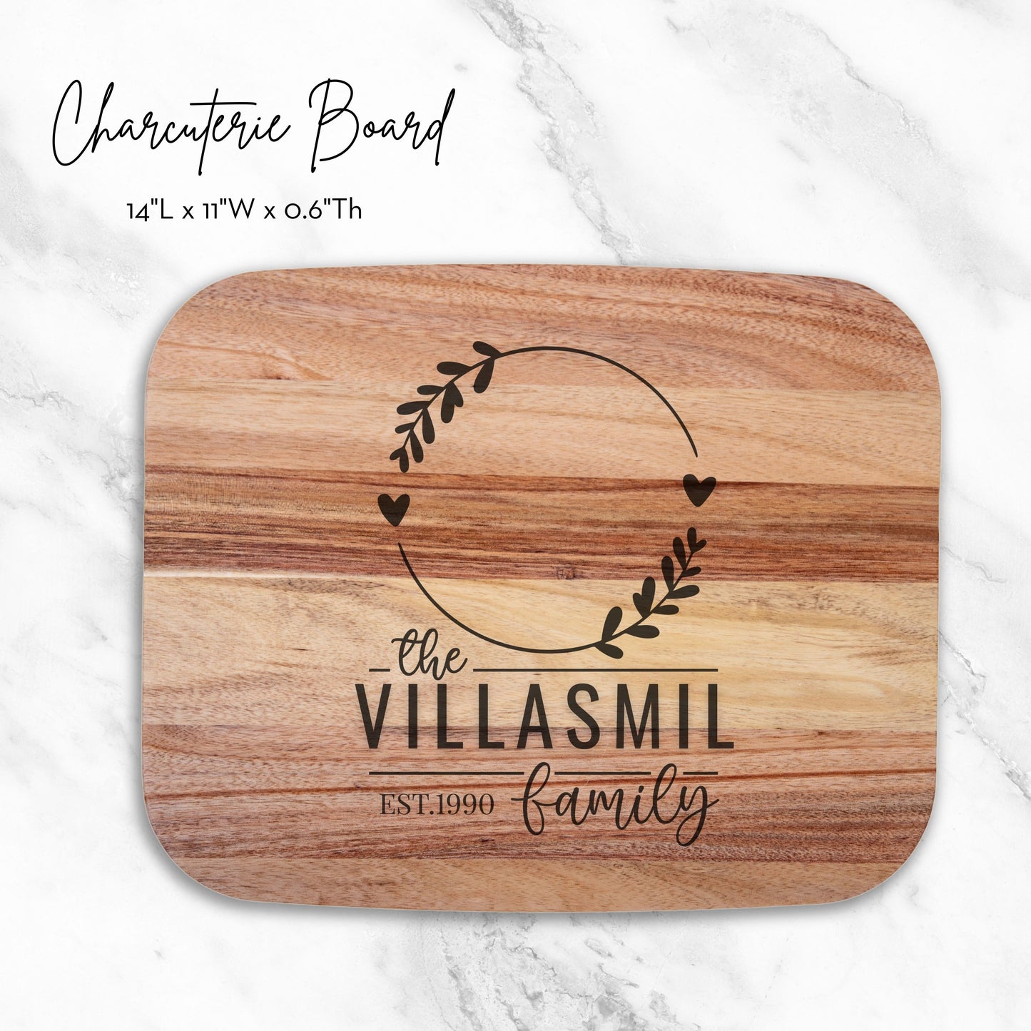 Personalized Cutting Board Wedding Gift, Acacia Charcuterie Board, Unique Valentines Day Gift, Bridal Shower, Engraved Engagement Present