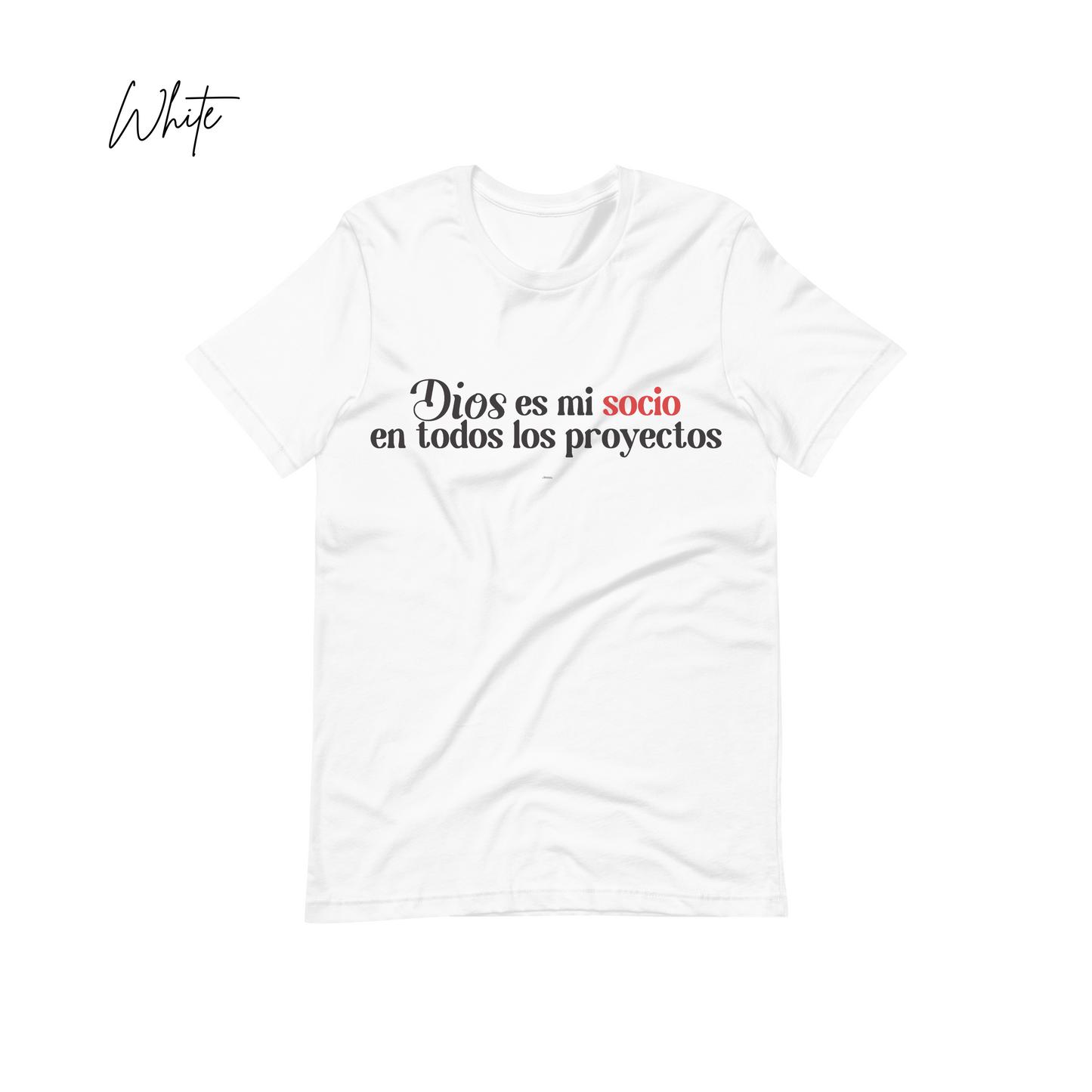 "Dios es mi Socio en Todos mis Proyectos" Bible Verse Tees, Religious Tshirt, Spanish Christian Gift, Faith Shirt, Frases Cristianas, Camiseta en español, Hispanic Apparel