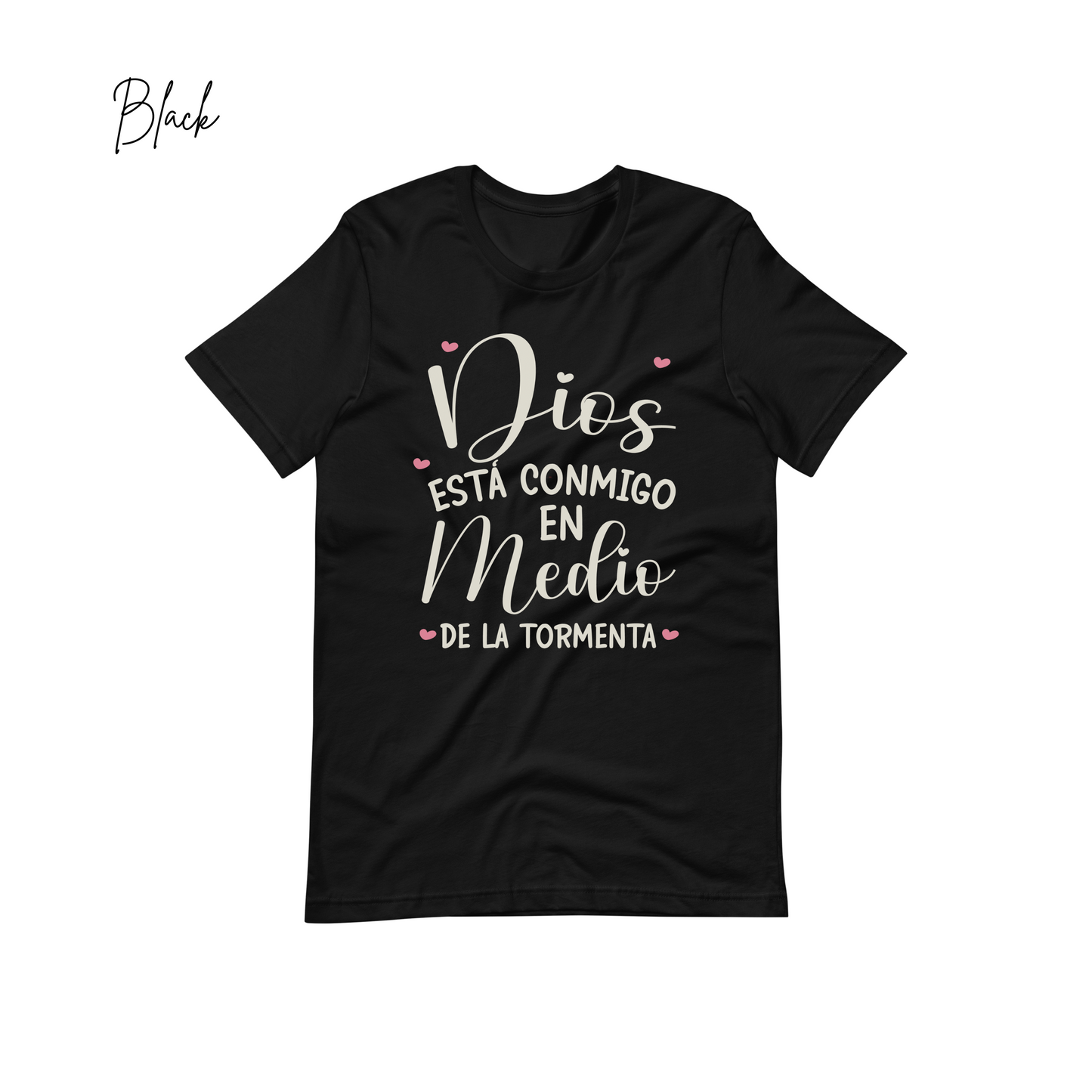 "Dios está Conmigo en Medio de la Tormenta." Bible Verse Tees, Religious T-shirt, Spanish Christian Gift, Faith Shirt, Frases Cristianas, Camiseta en español, Hispanic Apparel