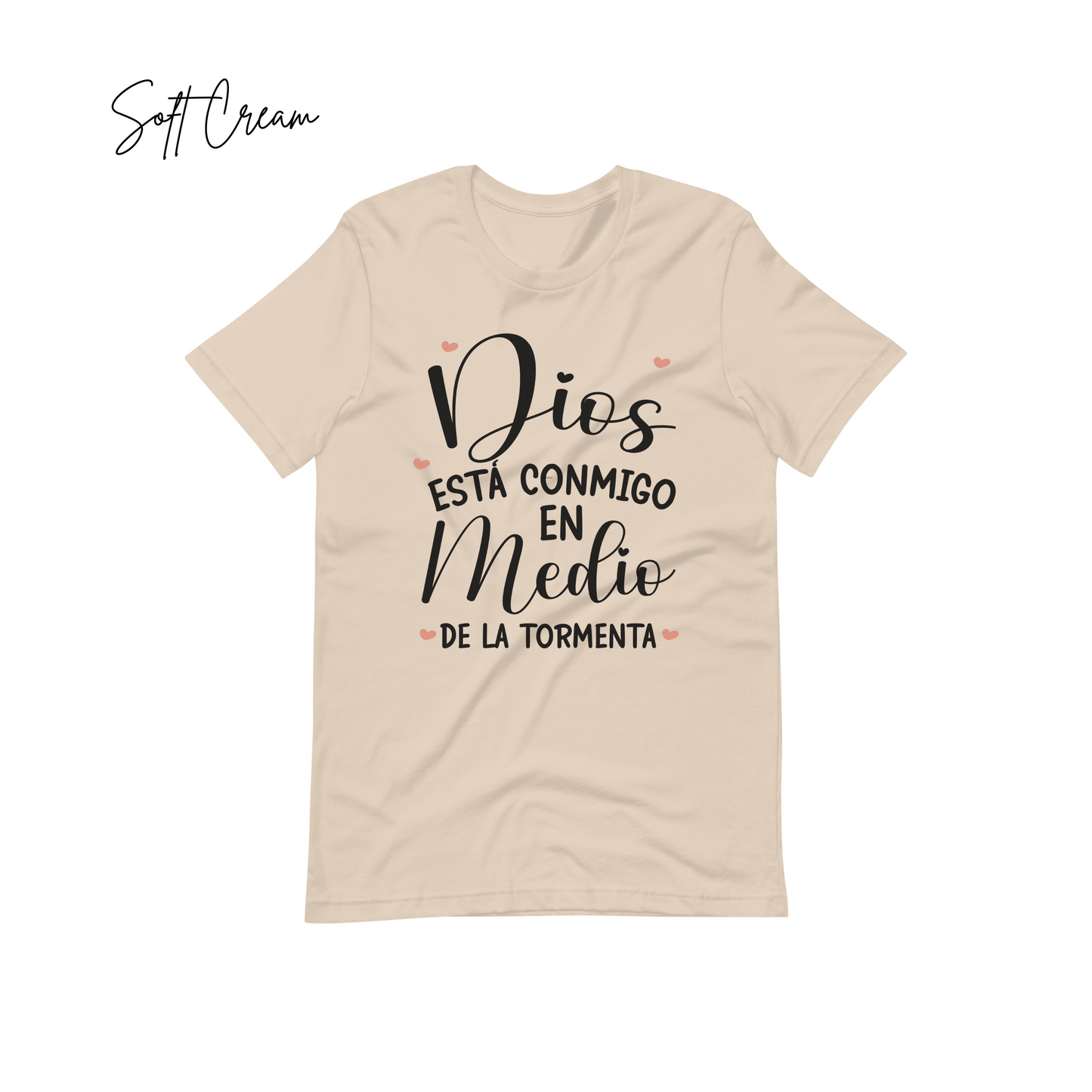 "Dios está Conmigo en Medio de la Tormenta." Bible Verse Tees, Religious T-shirt, Spanish Christian Gift, Faith Shirt, Frases Cristianas, Camiseta en español, Hispanic Apparel