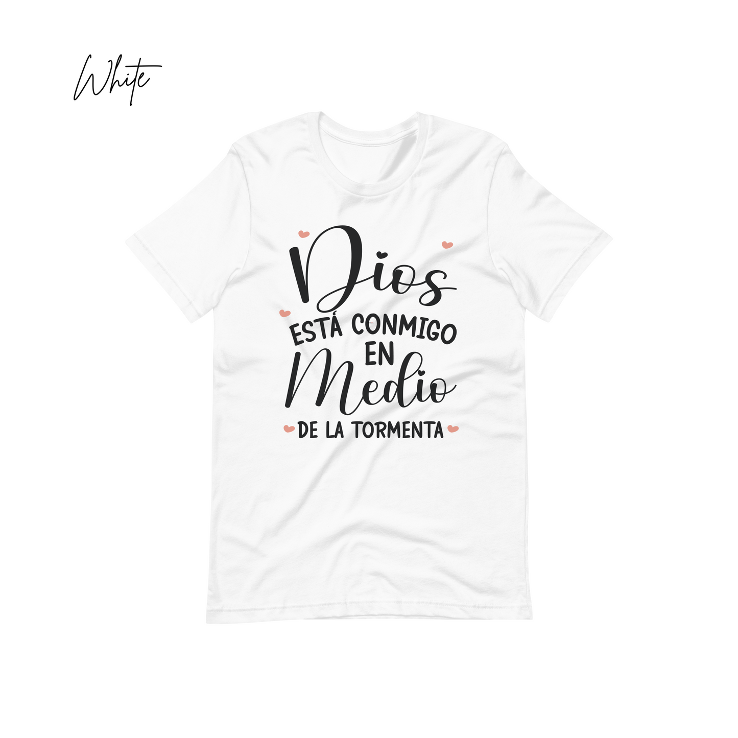 "Dios está Conmigo en Medio de la Tormenta." Bible Verse Tees, Religious T-shirt, Spanish Christian Gift, Faith Shirt, Frases Cristianas, Camiseta en español, Hispanic Apparel