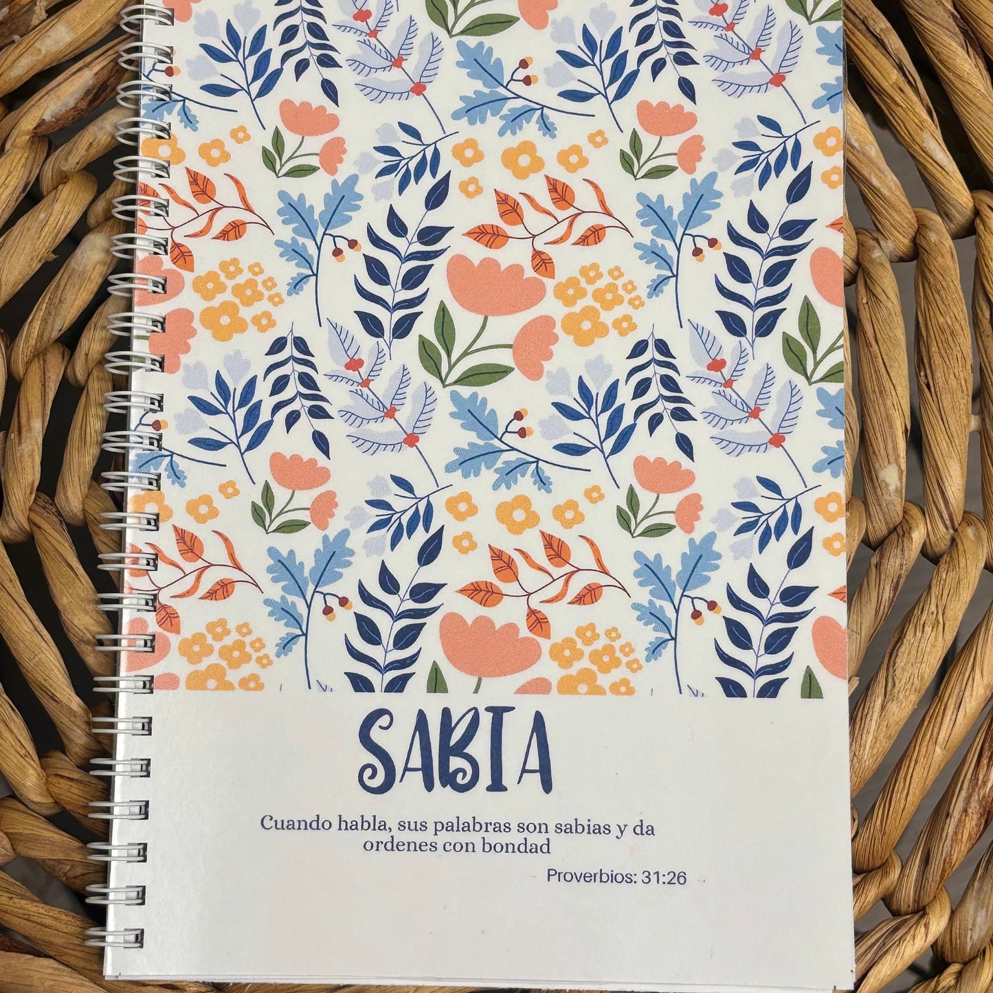 Sabia Notebook, Wise Notebook,Spiral notebooks | Soft cover journal | Faith notebook , Gifts for Women, Christians Gifts,Notebook For Church Devotional, Floral Prayer Journal Church Notes Personalized Bible Journal