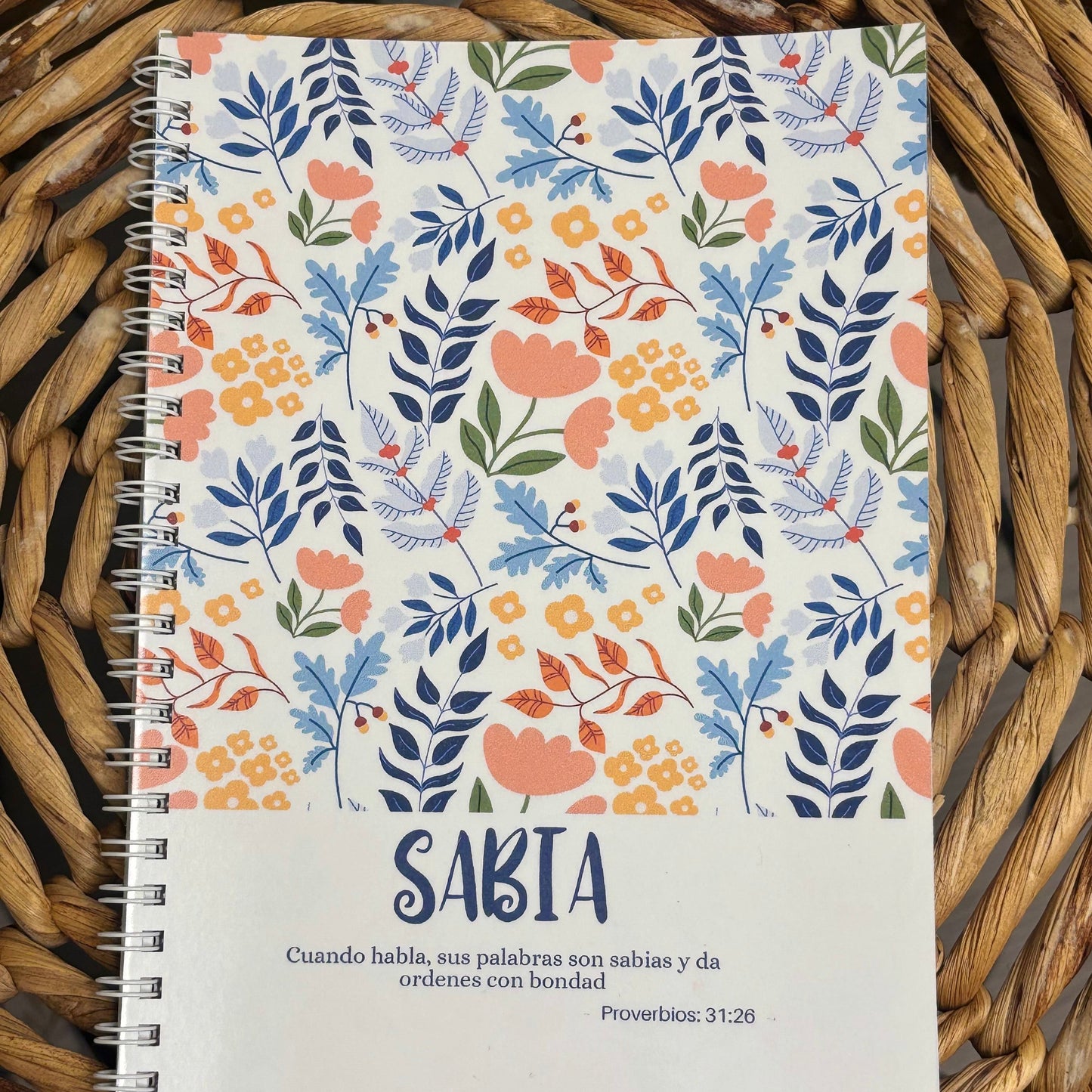 Sabia Notebook, Wise Notebook,Spiral notebooks | Soft cover journal | Faith notebook , Gifts for Women, Christians Gifts,Notebook For Church Devotional, Floral Prayer Journal Church Notes Personalized Bible Journal