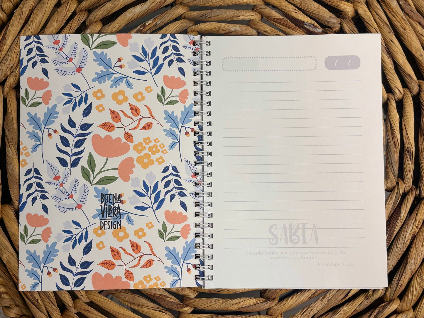 Sabia Notebook, Wise Notebook,Spiral notebooks | Soft cover journal | Faith notebook , Gifts for Women, Christians Gifts,Notebook For Church Devotional, Floral Prayer Journal Church Notes Personalized Bible Journal