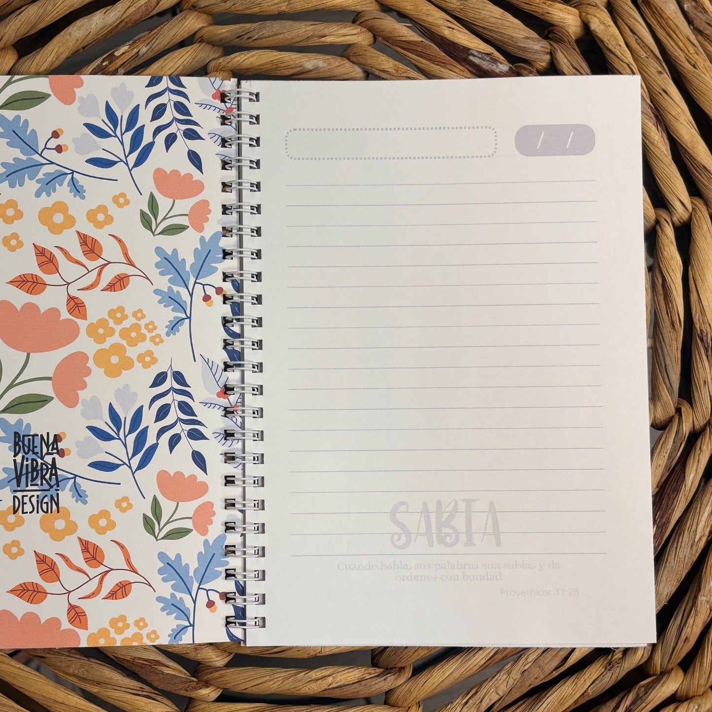 Sabia Notebook, Wise Notebook,Spiral notebooks | Soft cover journal | Faith notebook , Gifts for Women, Christians Gifts,Notebook For Church Devotional, Floral Prayer Journal Church Notes Personalized Bible Journal