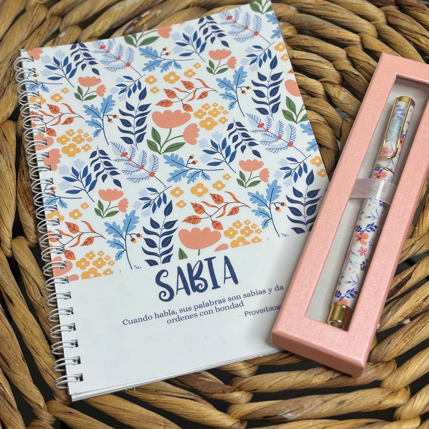 Sabia Notebook, Wise Notebook,Spiral notebooks | Soft cover journal | Faith notebook , Gifts for Women, Christians Gifts,Notebook For Church Devotional, Floral Prayer Journal Church Notes Personalized Bible Journal