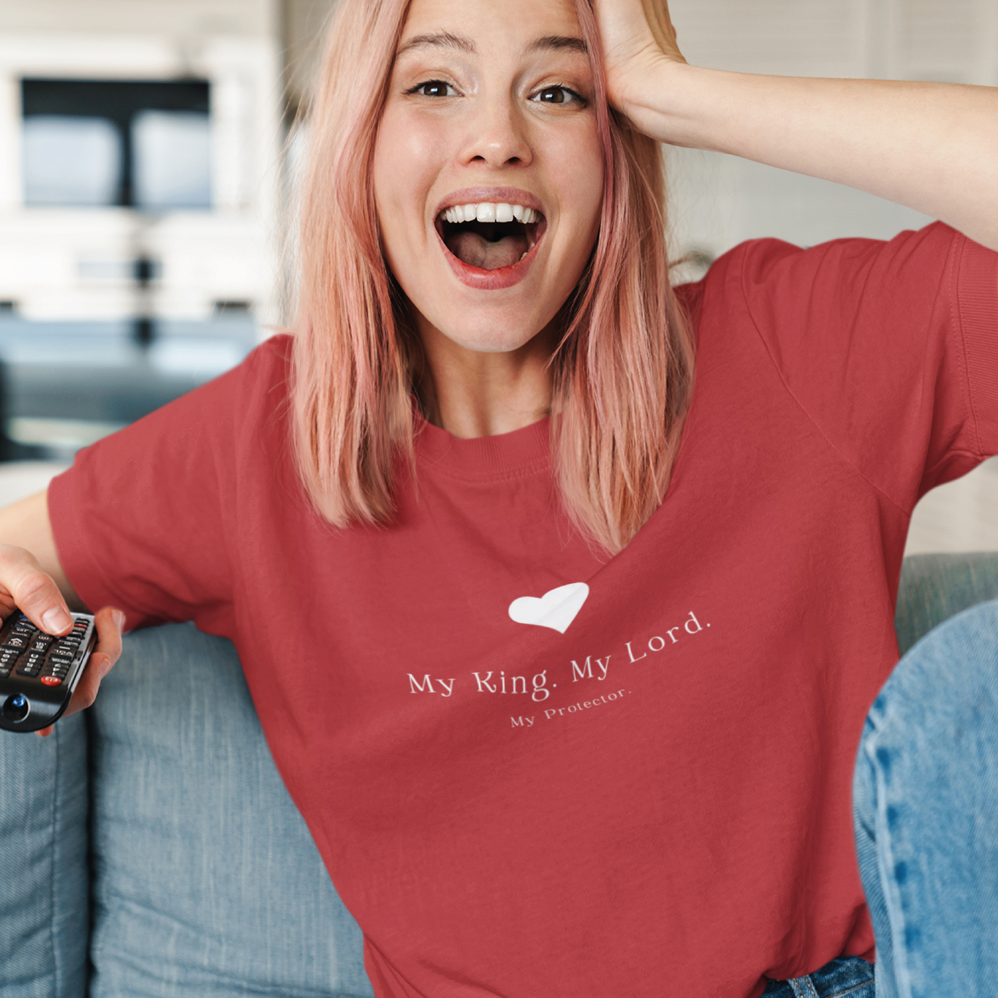 My King, My Lord, My Protector" Christian T-Shirt – Faith-Based Apparel for Women | Jesus Lover Gift|Christian Fashion