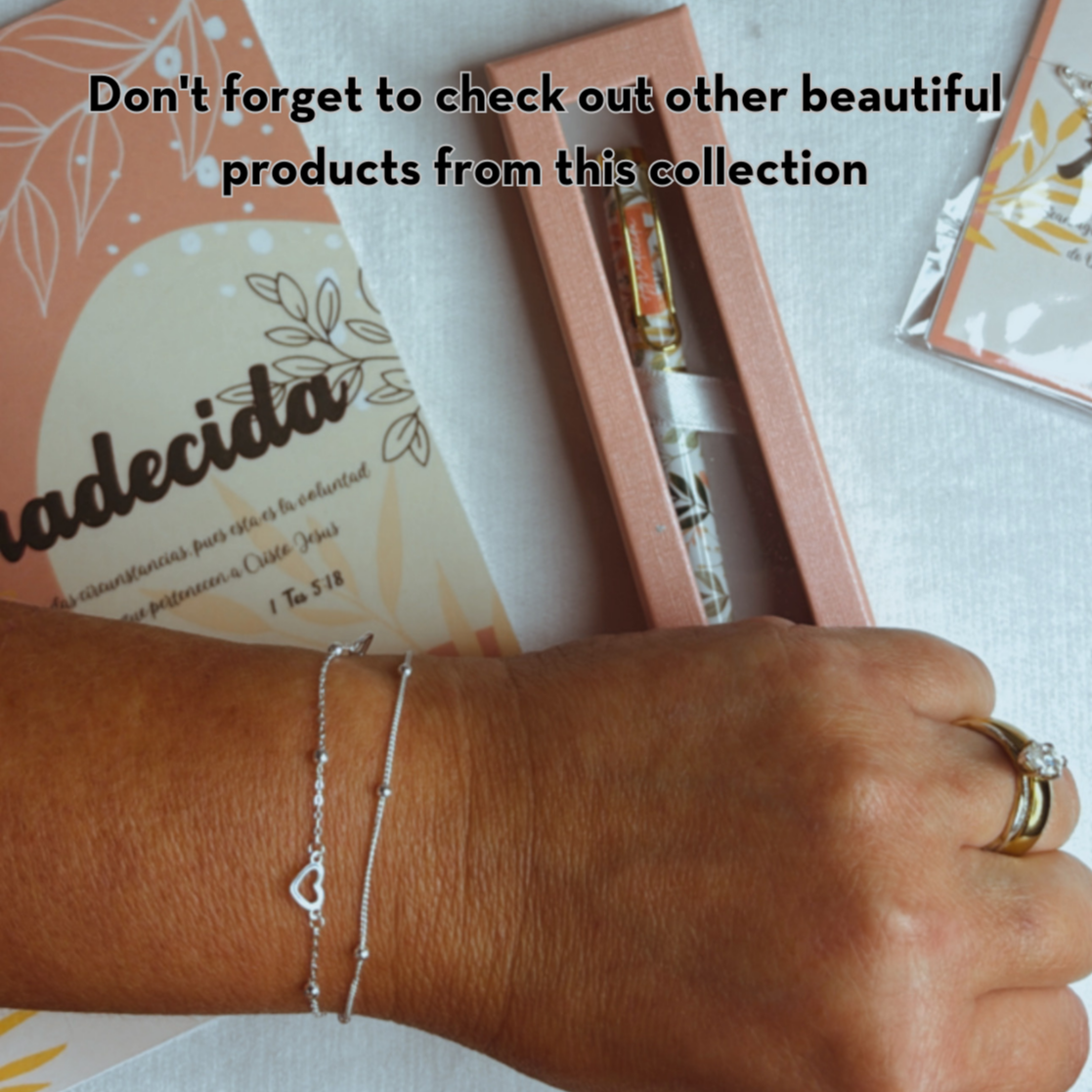 Agradecida Bracelet 1 Tes 5:18, Grateful bracelet,Sterling Silver Heart Bracelet, Cute Bracelet, Women Jewellery, Gifts for Christians Woman, christians gifts, Minimalist Adjustable Everyday Simple Bracelet, Gift