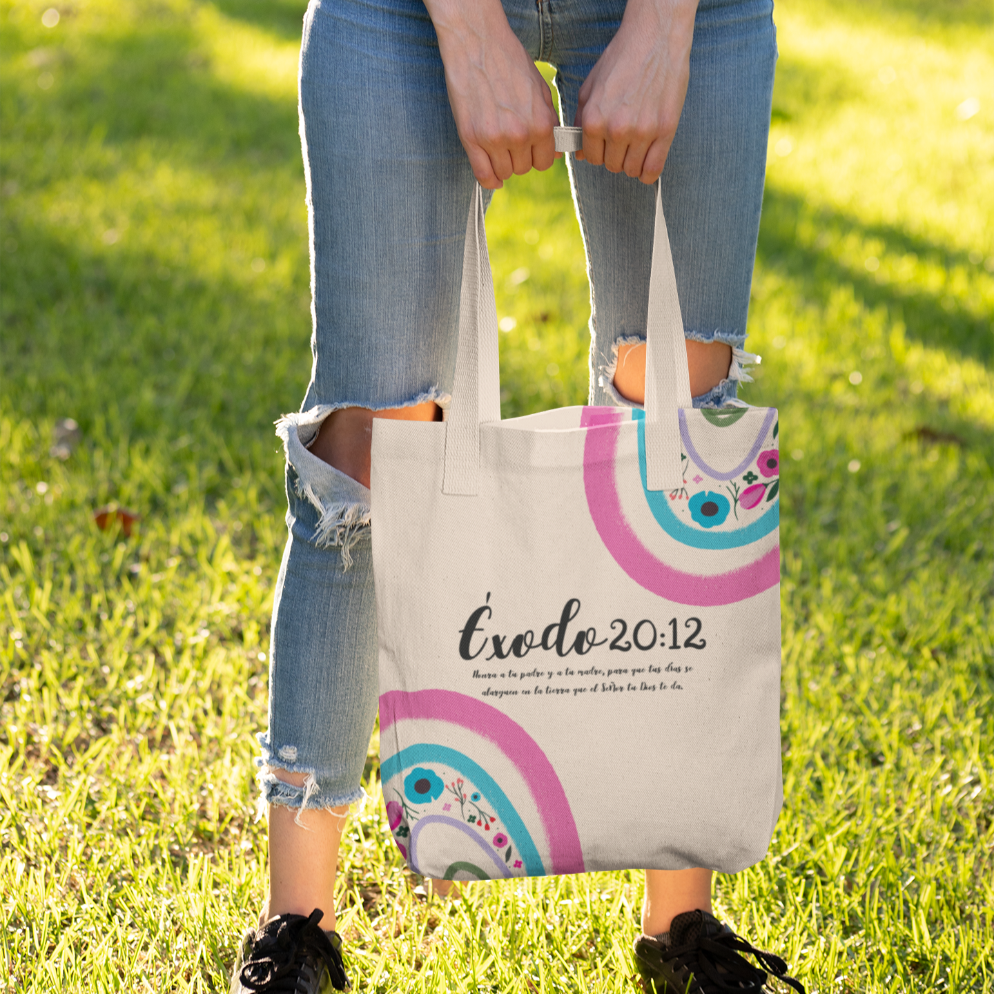 Honor Your Mother | Christian Tote Bag for Women | Exodus 20:12 Scripture Gift | Faith-Based Bag | Bible Verse | Christian Apparel