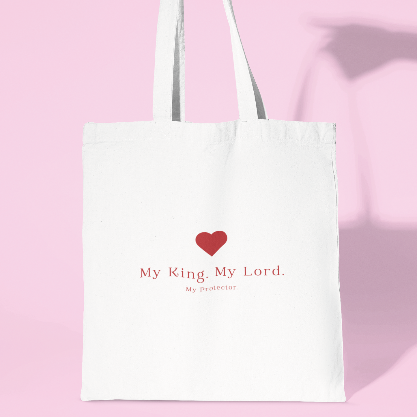 Christian Tote Bag - 'My King, My Lord, My Protector' | Faith-Based Canvas Bag | Bible Verse Gift for Women | Inspirational Christian Bag