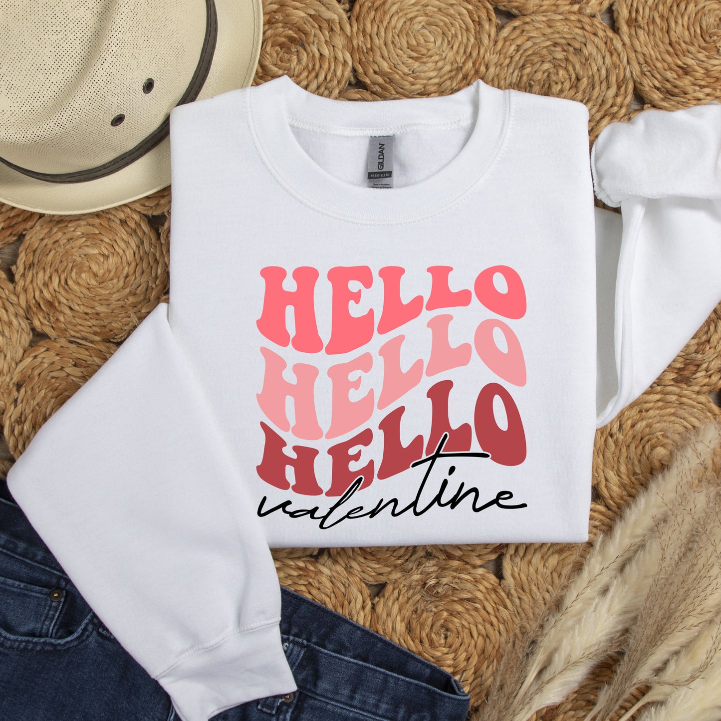 Hello Valentines Sweatshirt, XOXO Valentines Day Sweatshirt, Hello 2024 Sweatshirt, Amour Sweater, Galentines Shirt, Valentine Day Gift