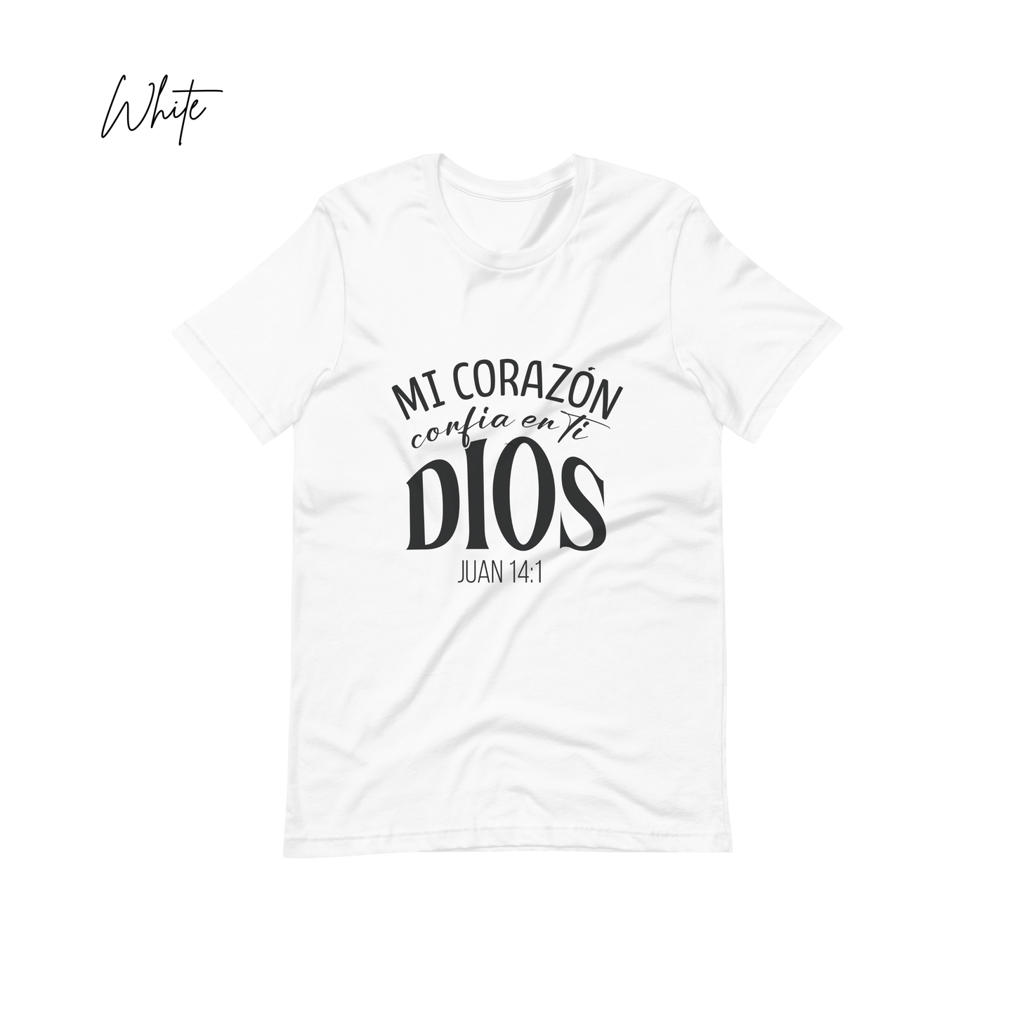 "Mi Corazon Confía en Ti Dios Juan 14:1."  Bible Verse Tees, Religious Tshirt, Spanish Christian Gift, Faith Shirt, Frases Cristianas, Camiseta en español,  Hispanic Apparel