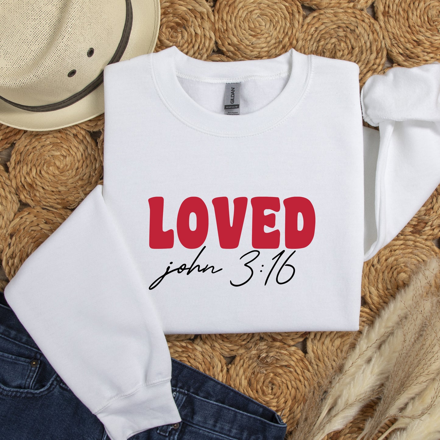 Loved John 3:16 Sweatshirt, Cute Valentine Sweatshirt, Valentine's Gift for Her, Jesus Valentine Sweatshirt, Valentine Gift, Ink and Quotes