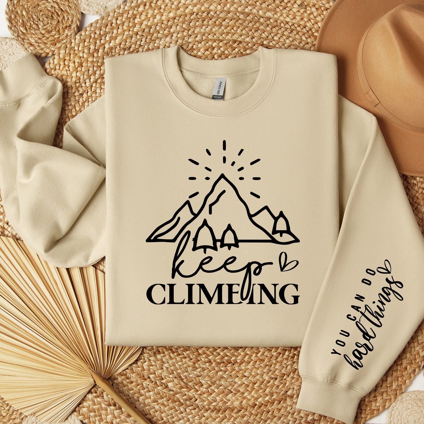 Keep Climbing Sweatshirt, You Can Do Hard Things Sweater, Mental Health Quote On Sleeve Crewneck, Inspirational Women Shirt