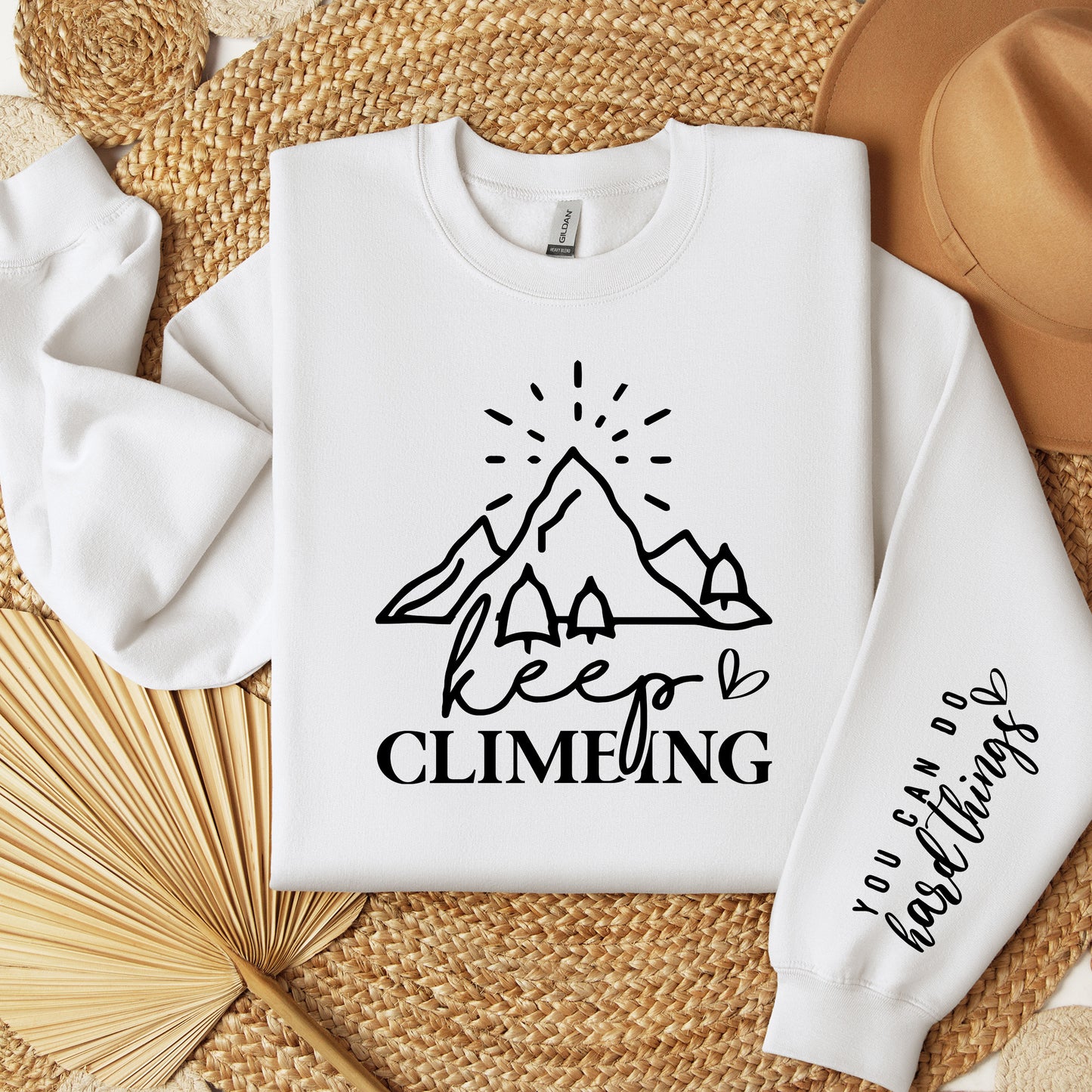 Keep Climbing Sweatshirt, You Can Do Hard Things Sweater, Mental Health Quote On Sleeve Crewneck, Inspirational Women Shirt