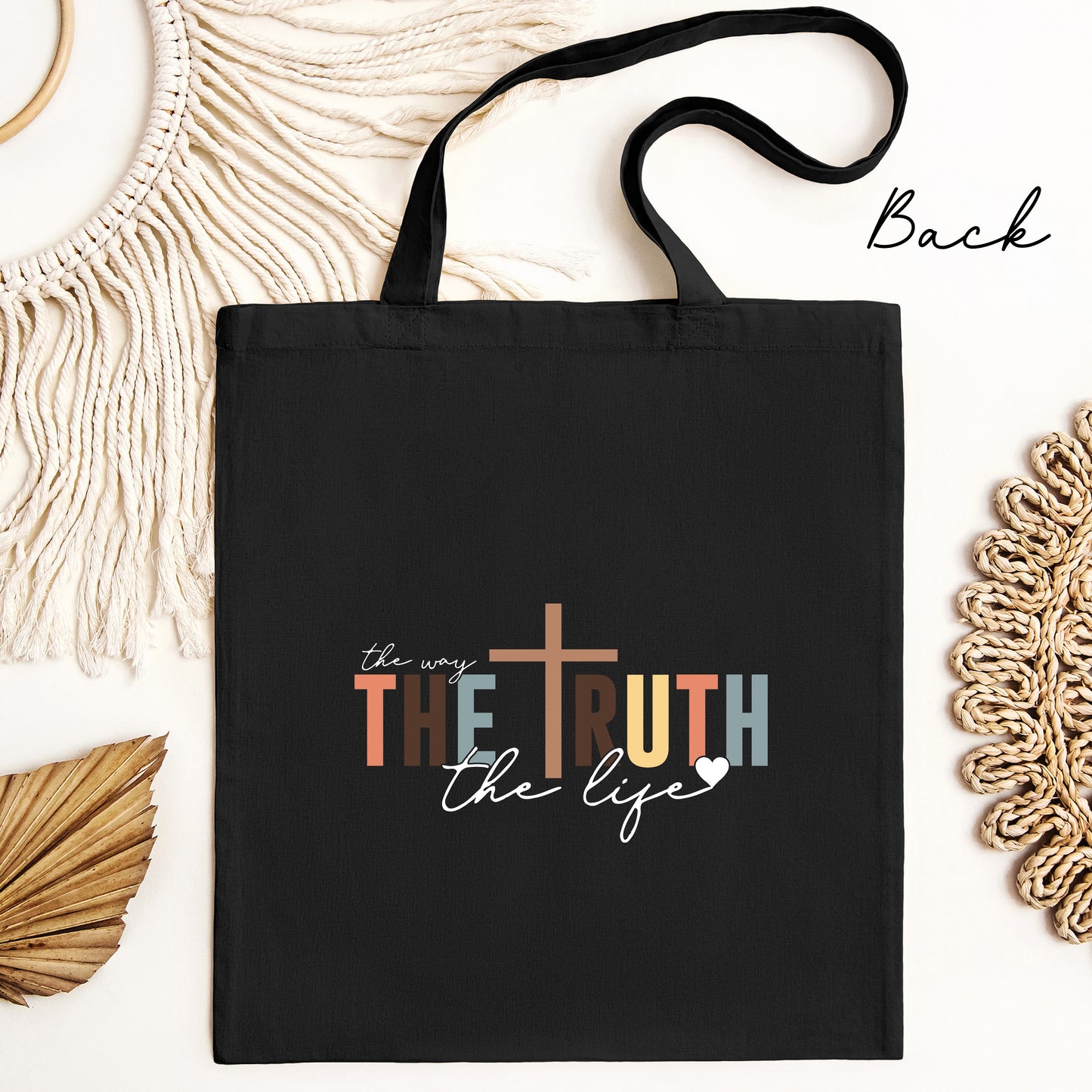 Jesus Tote Bag, Christian Gift Shoulder Bags, Jesus Faith Totes, Jesus The Way The Truth The Life Cotton Bags, Religious Saying Reusable Bag