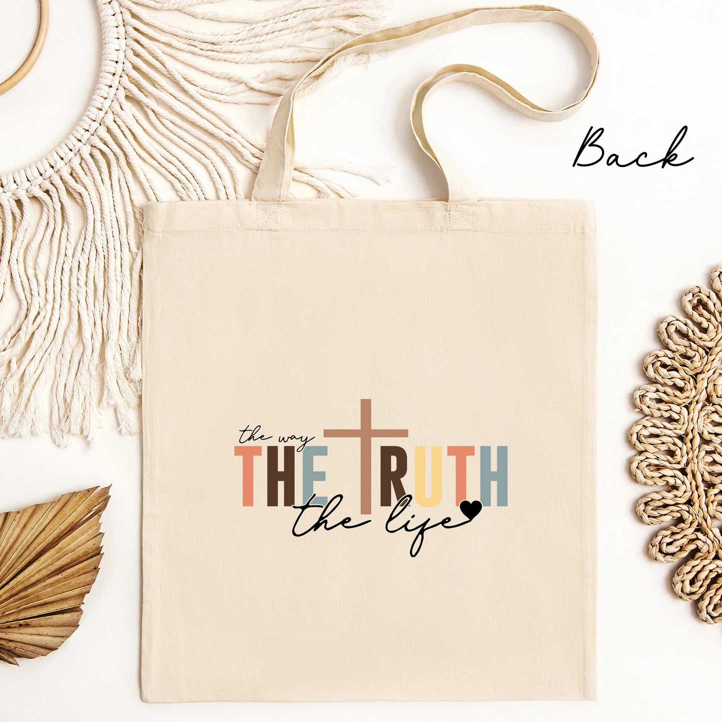 Jesus Tote Bag, Christian Gift Shoulder Bags, Jesus Faith Totes, Jesus The Way The Truth The Life Cotton Bags, Religious Saying Reusable Bag