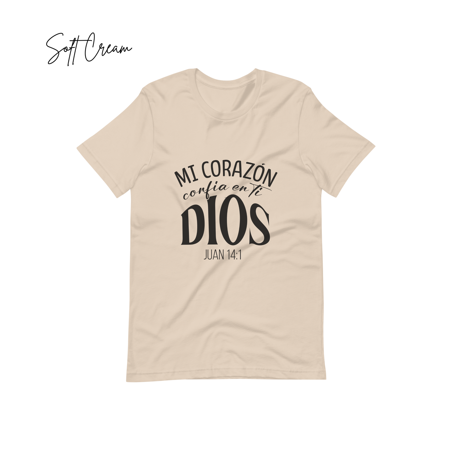 "Mi Corazon Confía en Ti Dios Juan 14:1."  Bible Verse Tees, Religious Tshirt, Spanish Christian Gift, Faith Shirt, Frases Cristianas, Camiseta en español,  Hispanic Apparel