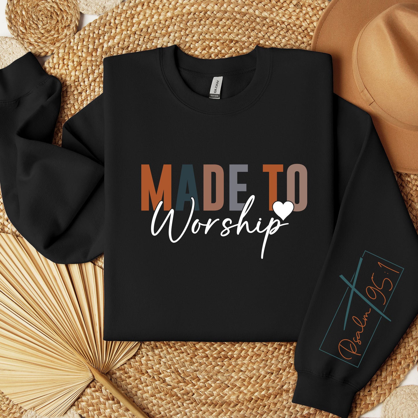 Made To Worship Psalm 95:1 Sweatshirt Christian Sweatshirt Religious Sweatshirt Scripture Sweatshirt Psalm Bible Verse Sweatshirt Faith