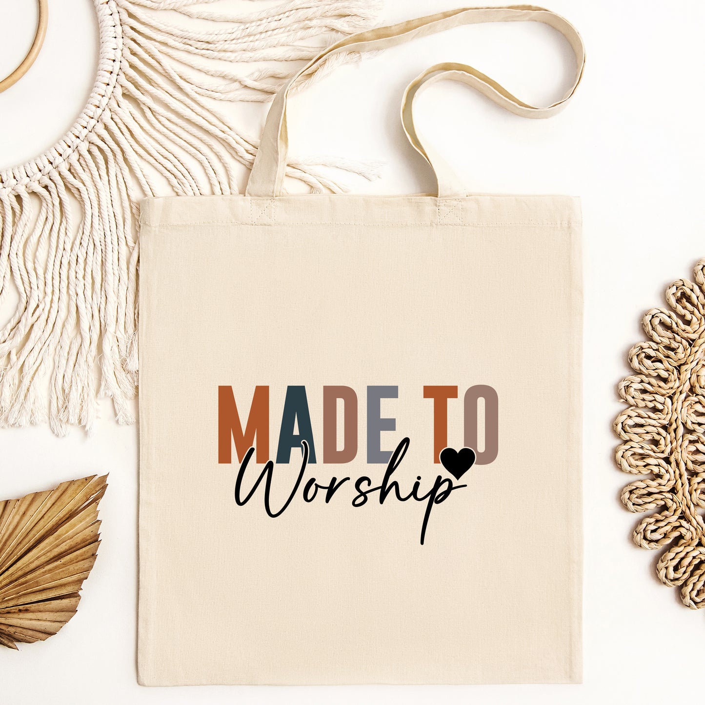 Made to Worship Tote Bag, Reusable Grocery and Shopping Bag, Custom Gift for Christians, Sustainable and Custom Gift Ideas