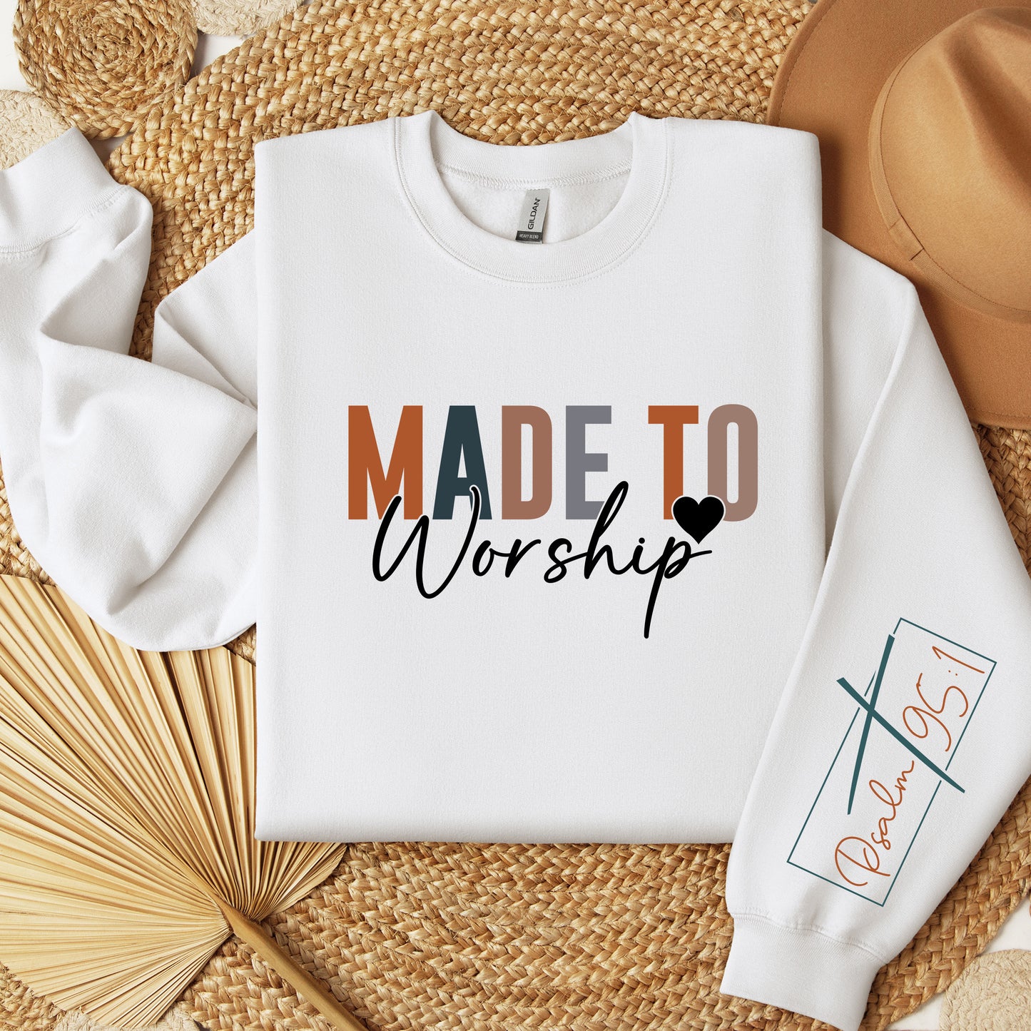Made To Worship Psalm 95:1 Sweatshirt Christian Sweatshirt Religious Sweatshirt Scripture Sweatshirt Psalm Bible Verse Sweatshirt Faith