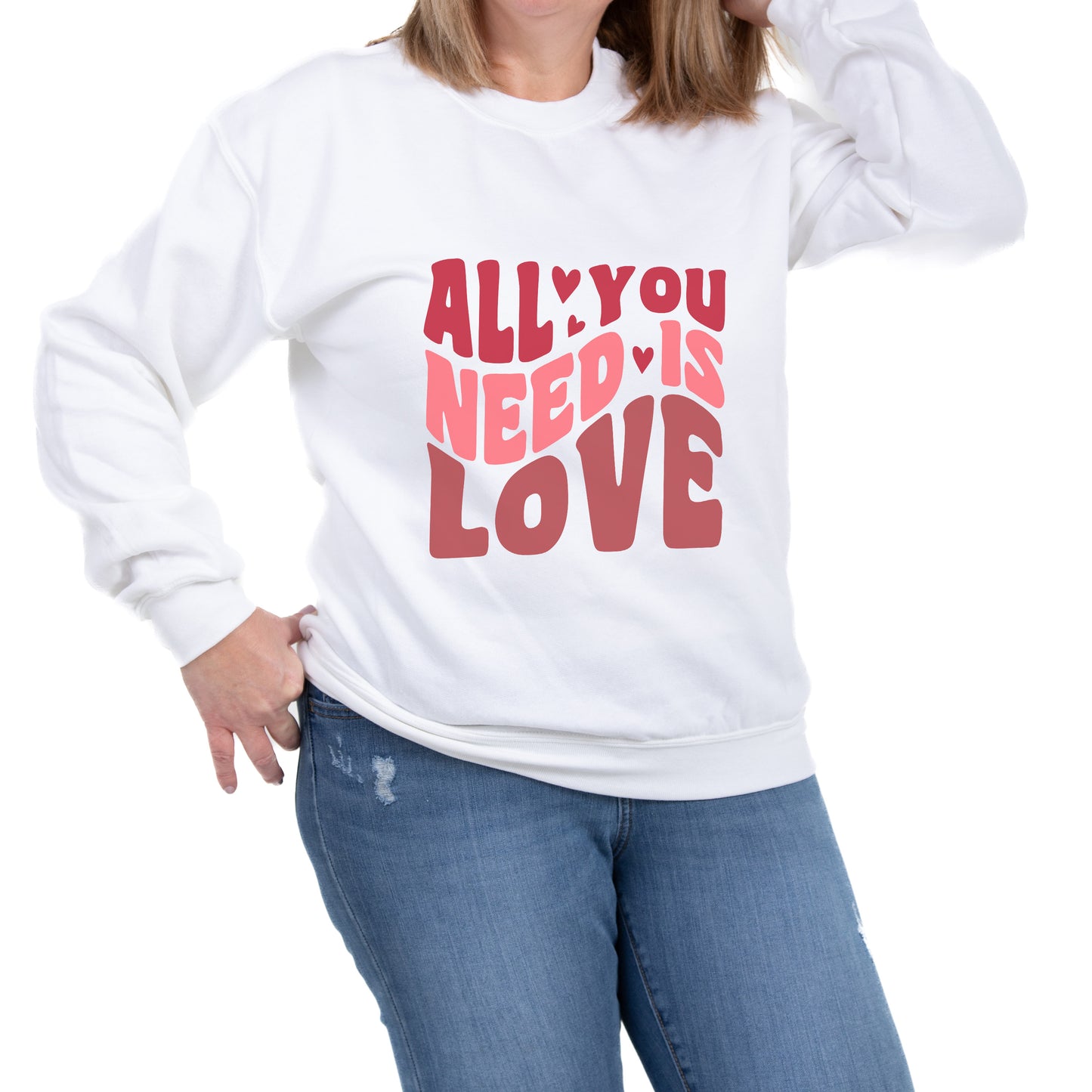 All You Need is Love Sweatshirt, Valentine's Day Sweatshirt, Love Sweatshirt, Gift For Her, Valentines Sweatshirt, Motivational Couples Gift