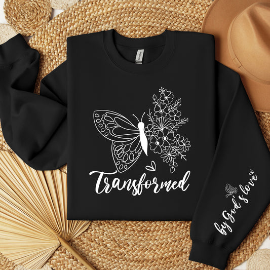 Christian Transformed by God's Love Sweater Jesus Lover Shirt Christian Apparel Sweatshirt Bible Verse Tee Inspirational Gifts for Christian