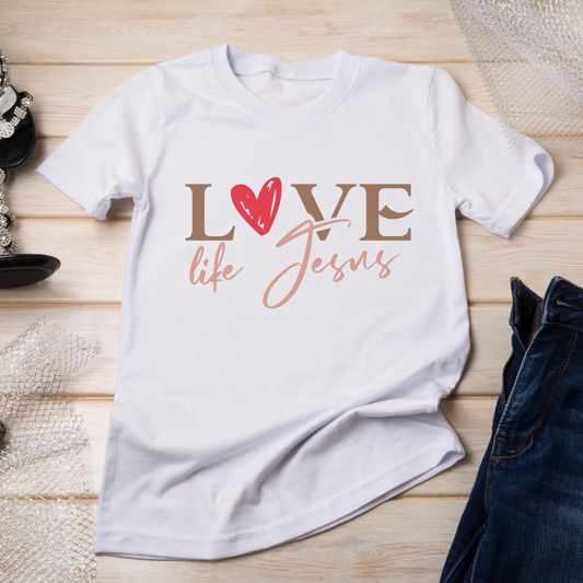 "Love, Life, Jesus"  Tee, Bible Verse Tees, Religious T-shirt, Christian Gift, Faith Shirt