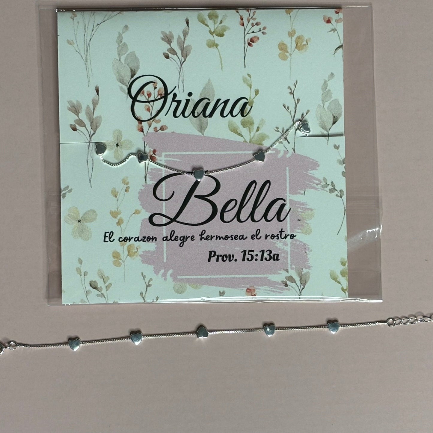 Bella Prov, 15.13 Beautiful, Prov. 15:13 Sterling Silver Hearts Bracelet, Cute Bracelet, Women Jewellery, Gifts for Christians Woman, christians gifts, Minimalist Adjustable Everyday Simple Bracelet, Gift