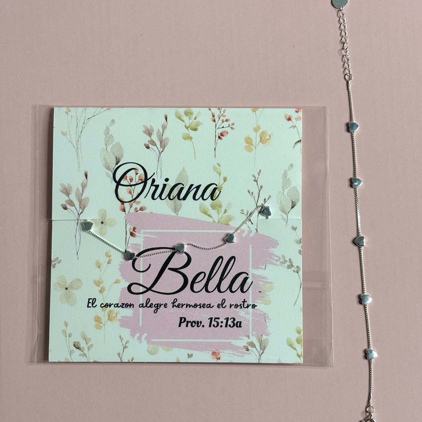 Bella Prov, 15.13 Beautiful, Prov. 15:13 Sterling Silver Hearts Bracelet, Cute Bracelet, Women Jewellery, Gifts for Christians Woman, christians gifts, Minimalist Adjustable Everyday Simple Bracelet, Gift