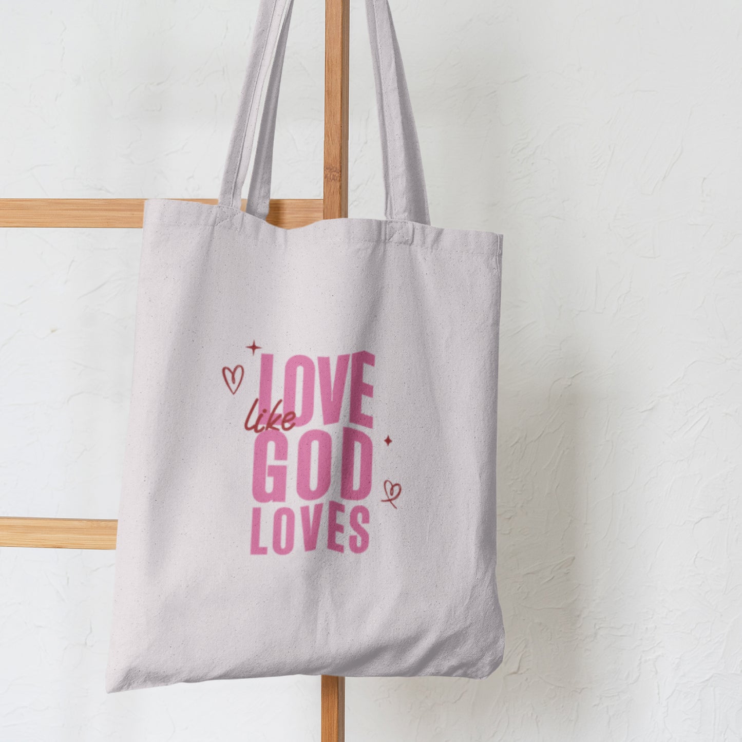 Christian Tote Bag - Love Like God Loves - Inspirational Bible Verse Gift, Faith-Based Shopping Bag, Religious Scripture Tote"