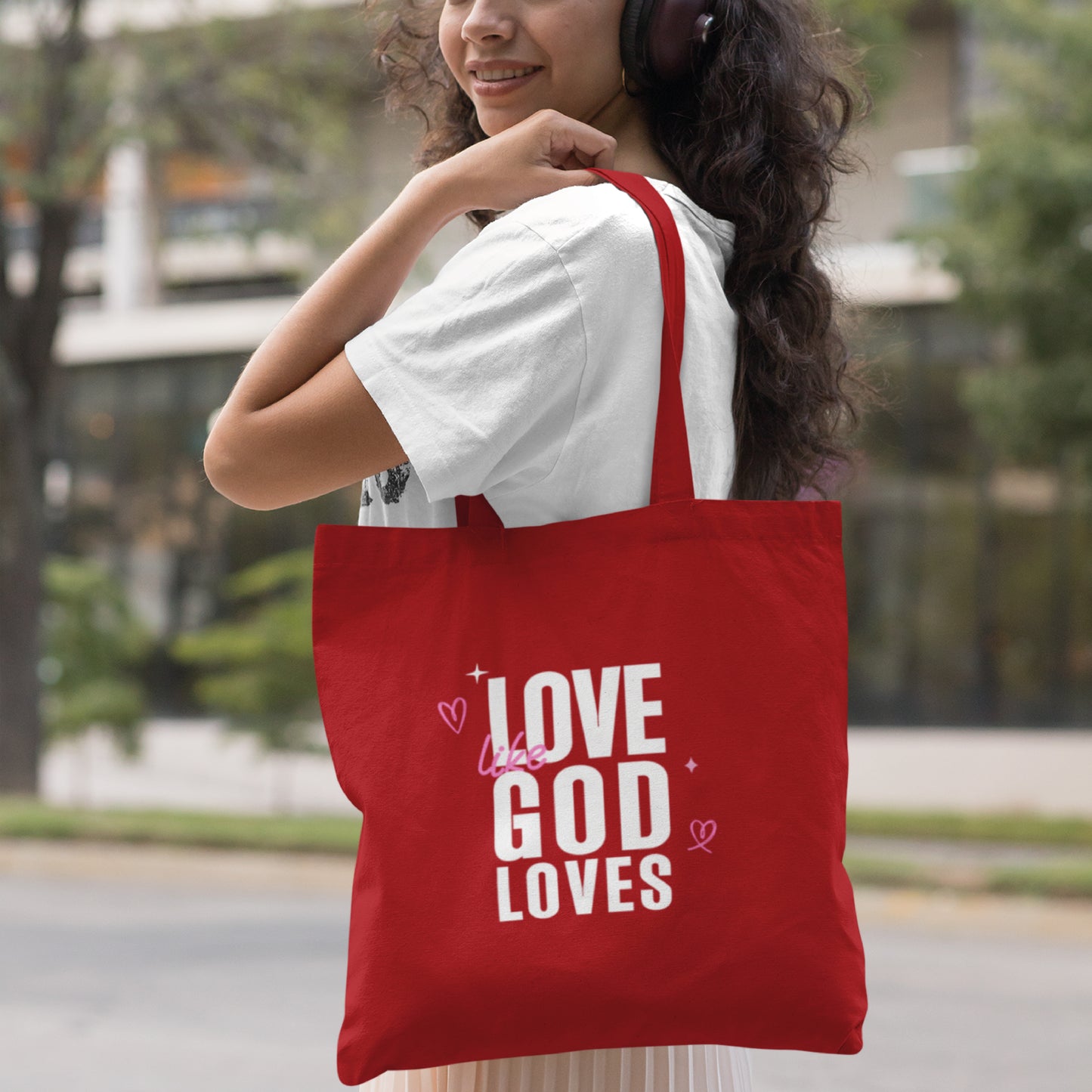 Christian Tote Bag - Love Like God Loves - Inspirational Bible Verse Gift, Faith-Based Shopping Bag, Religious Scripture Tote"