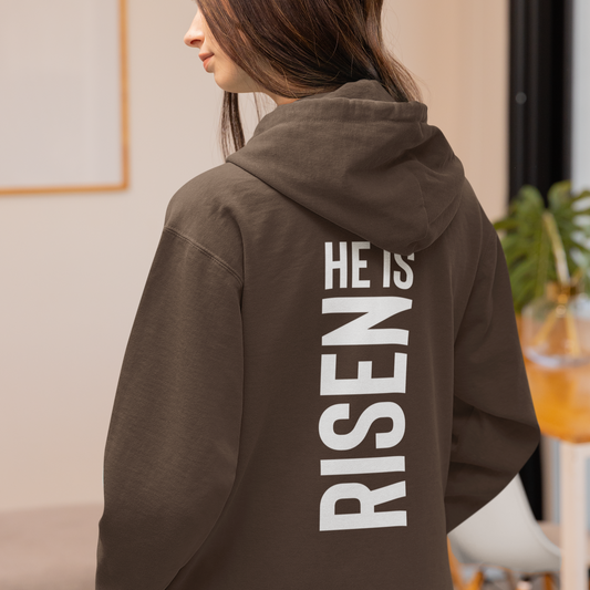 He Is Risen Christian Hoodie – Faith-Based Unisex Easter Sweatshirt, Inspirational Bible Verse Gift for Him & Her, Jesus Apparel