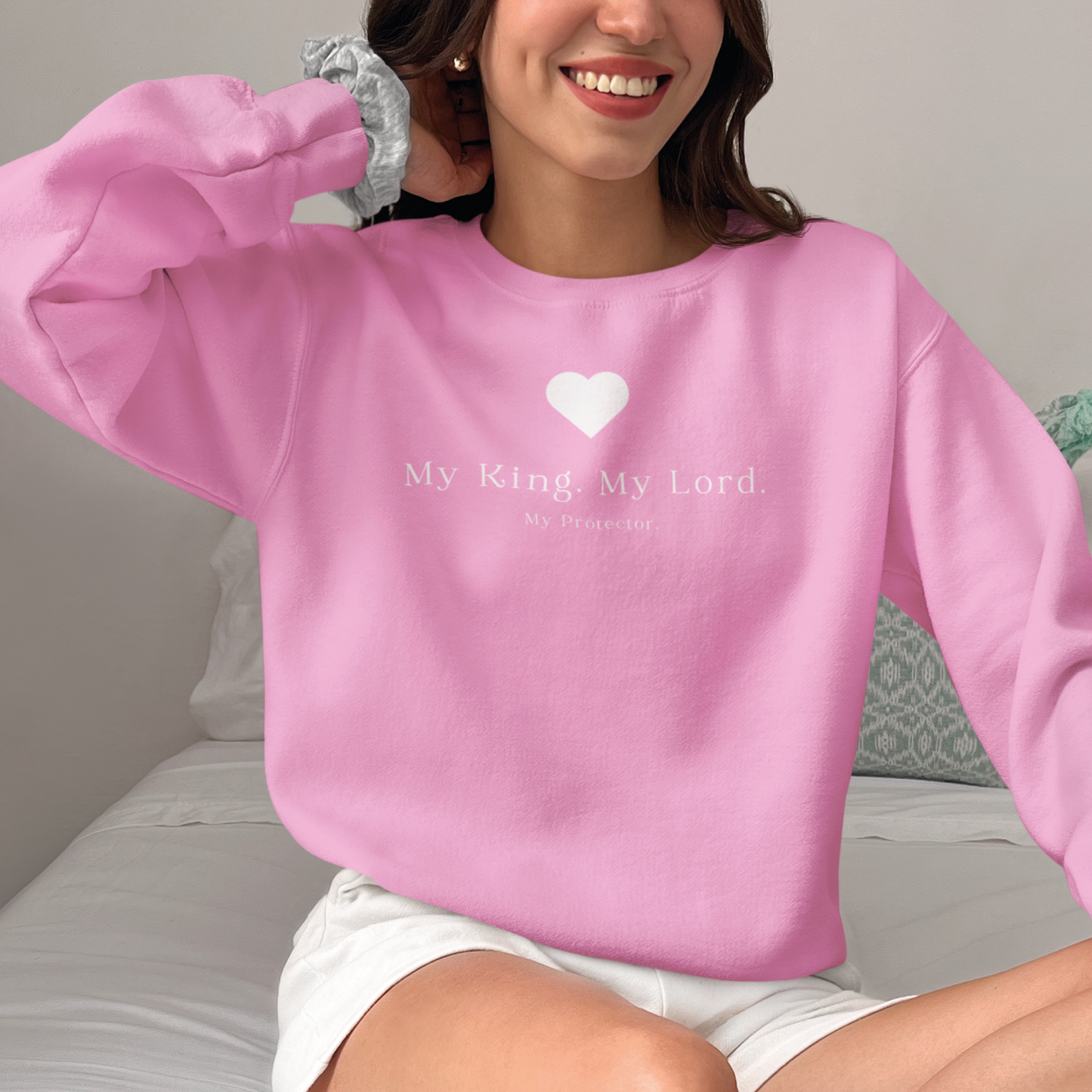 My King, My Lord, My Protector | Christian Sweatshirt – Faith-Based Apparel for Women, Jesus Lover Gift, Bible Verse Hoodie