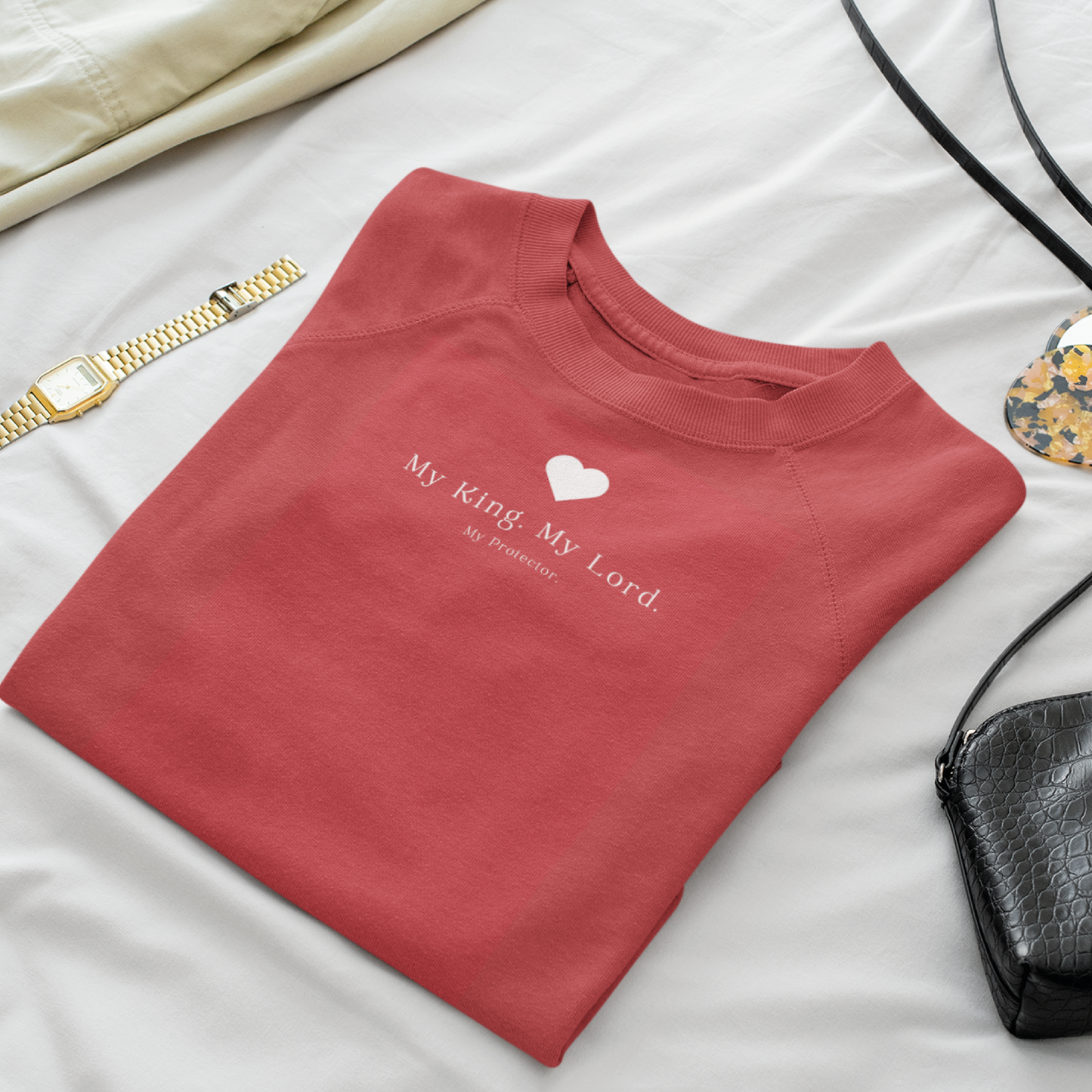My King, My Lord, My Protector | Christian Sweatshirt – Faith-Based Apparel for Women, Jesus Lover Gift, Bible Verse Hoodie