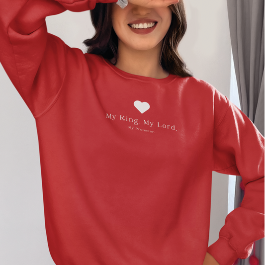 My King, My Lord, My Protector | Christian Sweatshirt – Faith-Based Apparel for Women, Jesus Lover Gift, Bible Verse Hoodie