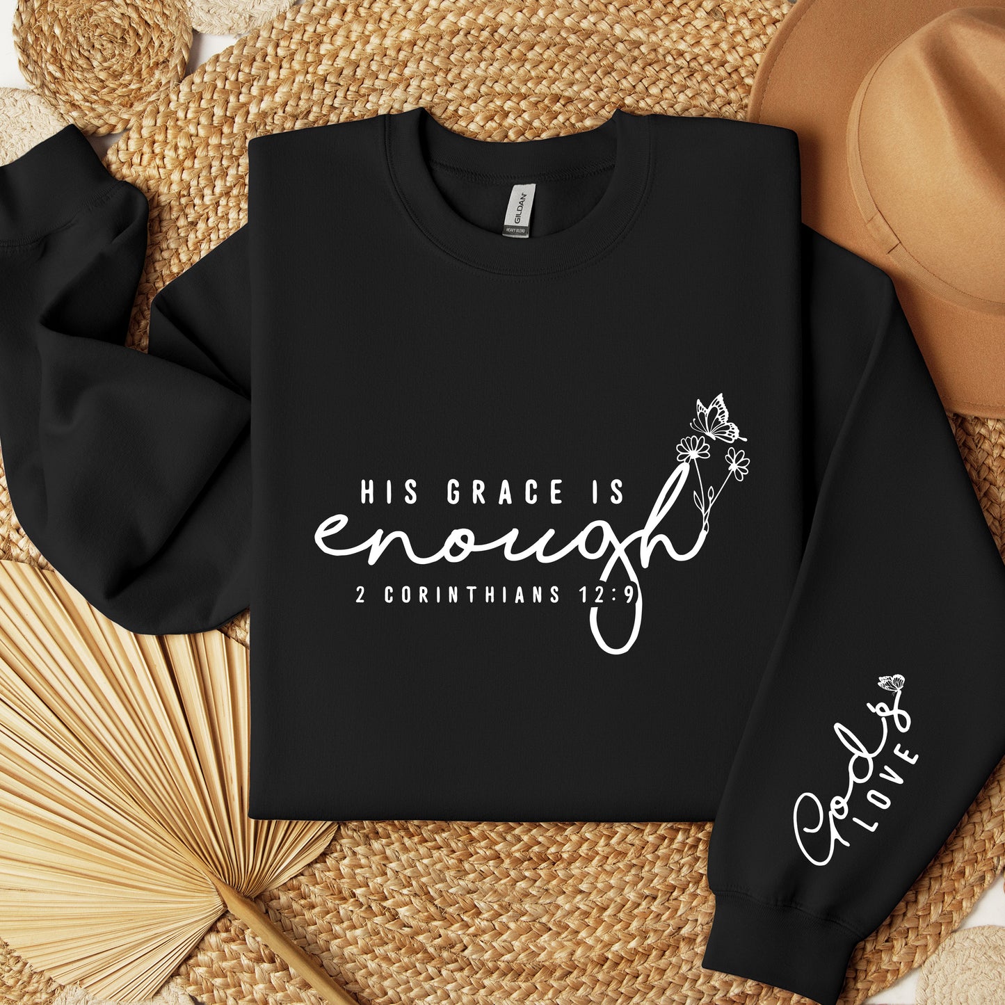 His Grace is Enough Sweatshirt, 2 Corinthians 12:9, Christian Crewneck Pullover, Christian Gift, Easter Present, Jesus Bible Verse Sweater