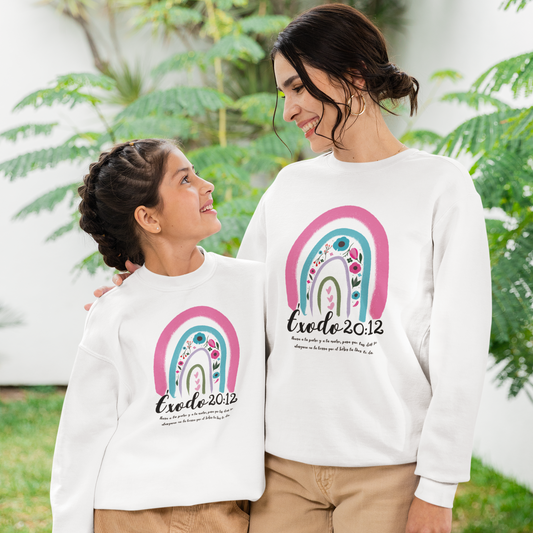 Christian Mom Crewneck | Exodus 20:12 Bible Verse | Faith Gift for Women | 50/50 Cotton-Poly | DTF Print | Mother’s Day Apparel