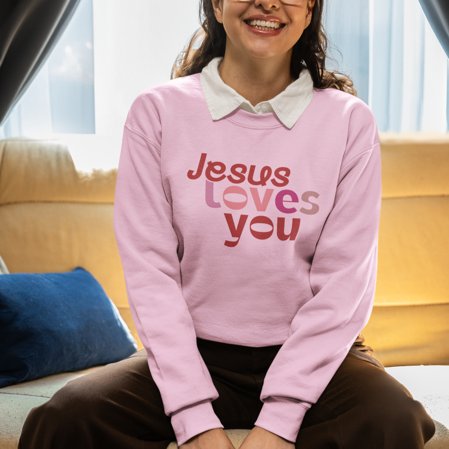 Jesus Loves You Sweatshirt – Christian Long Sleeve for Women | Faith-Based Apparel | Inspirational Bible Verse Sweater | Christian Gift