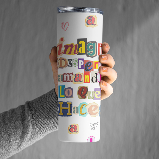 “20oz Sublimation Tumbler ✨ Imagina despertar amando lo que haces| Includes Straw & Brush | Retro Motivational Gift