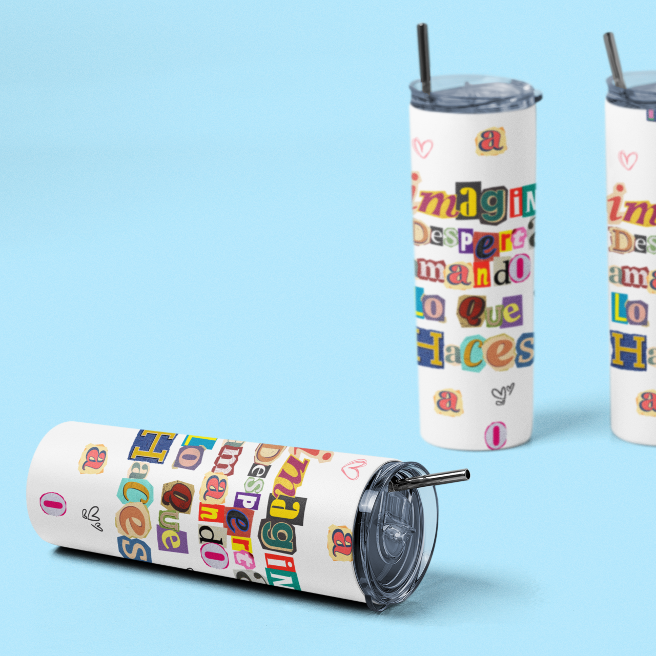 “20oz Sublimation Tumbler ✨ Imagina despertar amando lo que haces| Includes Straw & Brush | Retro Motivational Gift