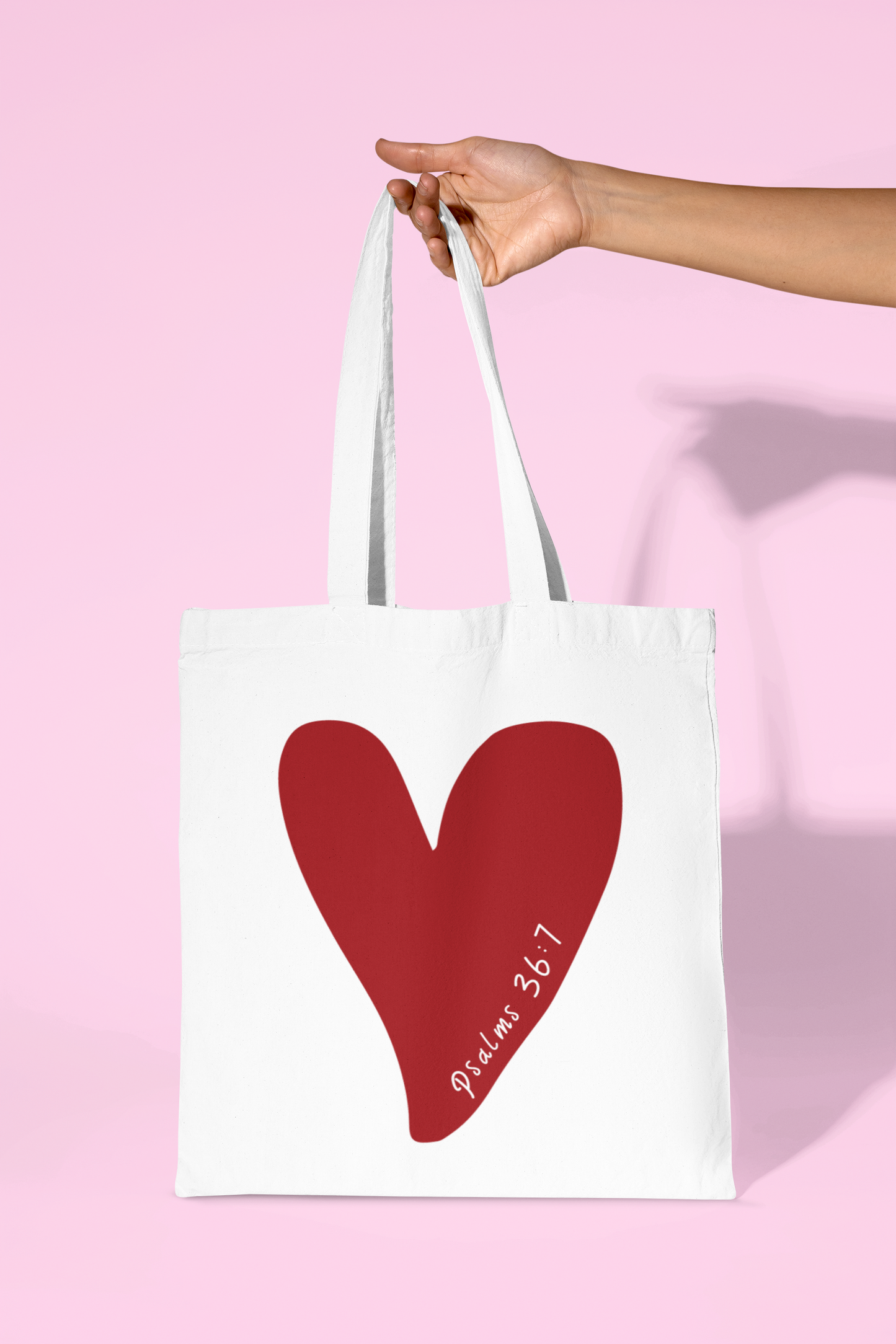 Psalm 36:7 Tote Bag - Christian Faith Bag for Women, Bible Verse Gift, Religious Canvas Tote, Inspirational Scripture Bag