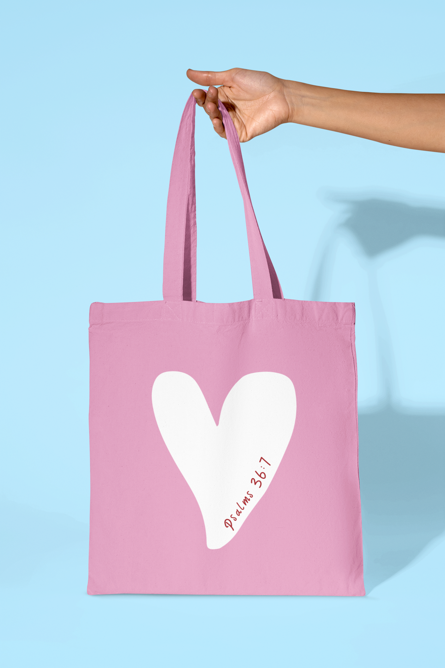 Psalm 36:7 Tote Bag - Christian Faith Bag for Women, Bible Verse Gift, Religious Canvas Tote, Inspirational Scripture Bag