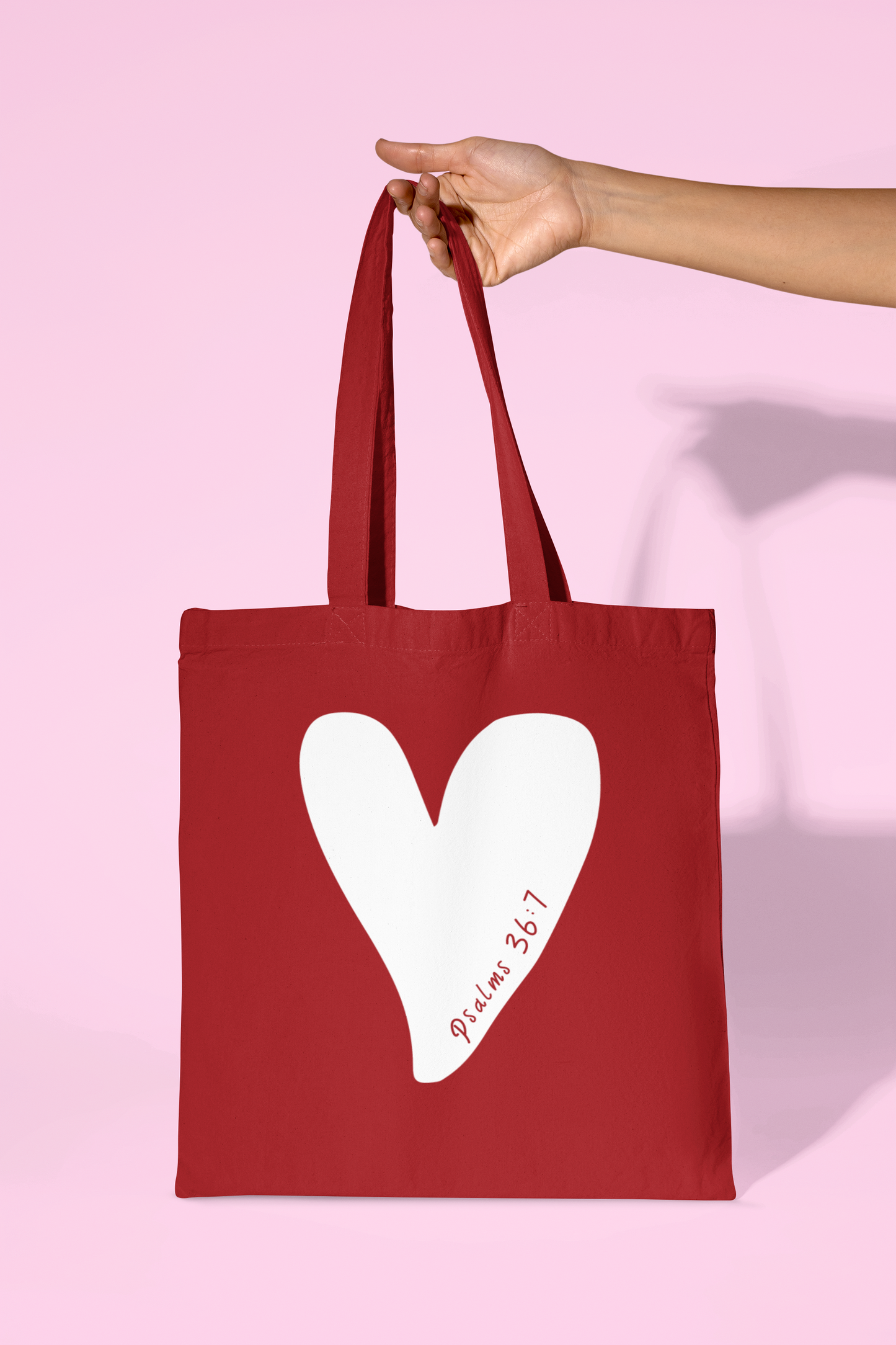 Psalm 36:7 Tote Bag - Christian Faith Bag for Women, Bible Verse Gift, Religious Canvas Tote, Inspirational Scripture Bag